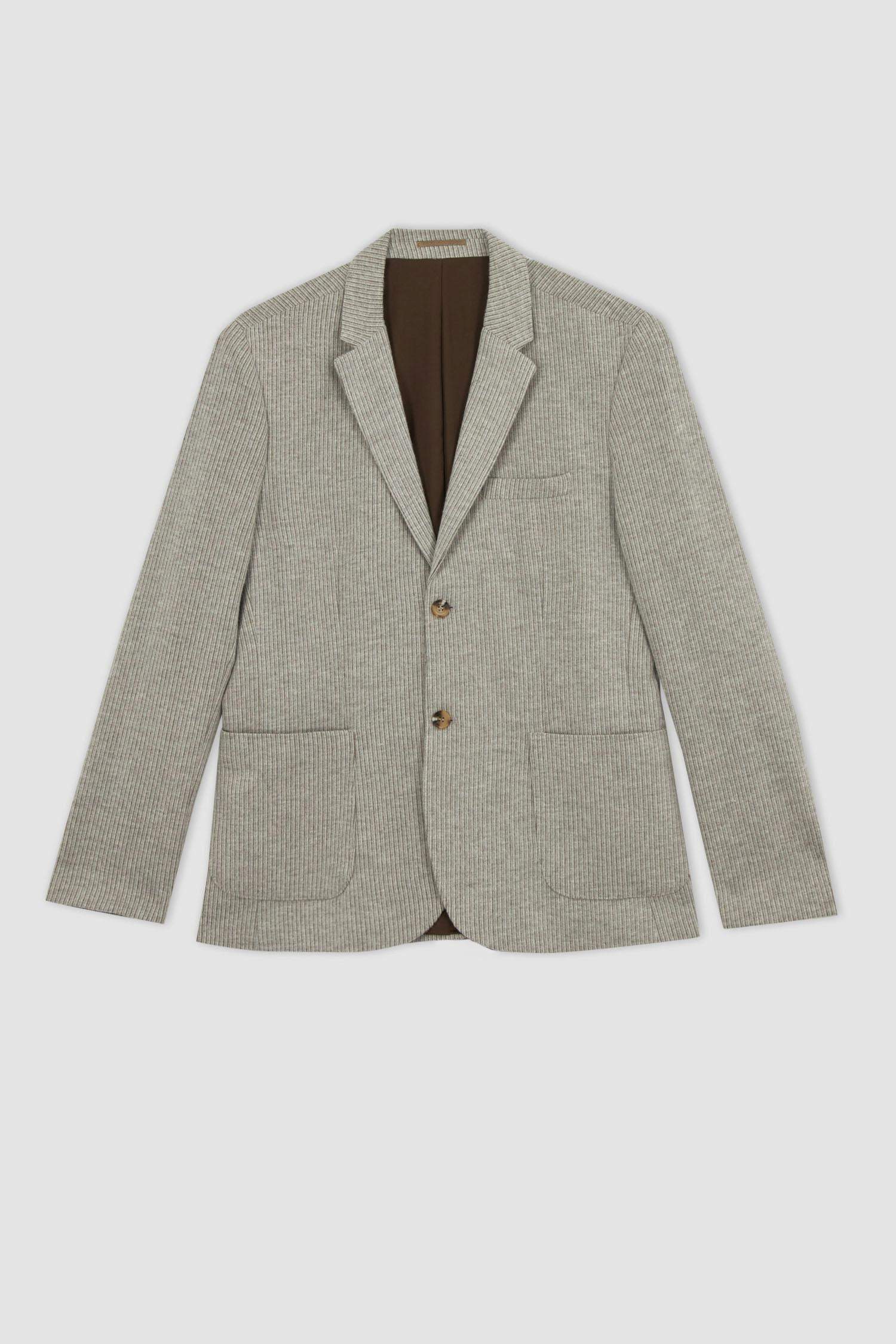 Slim Fit Dar Kesim Astarlı Çizgili Blazer Ceket