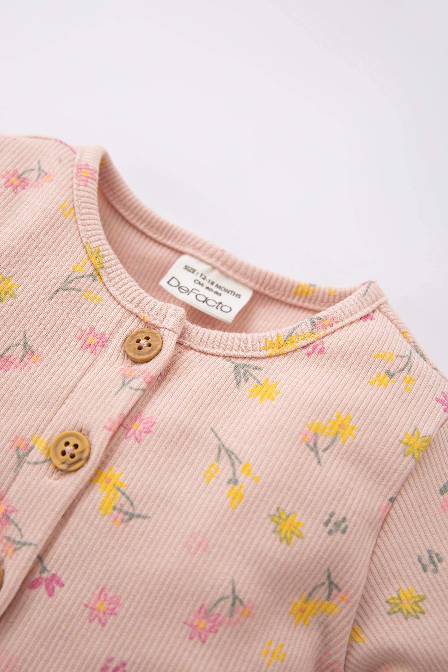 Pink BABY GIRL Regular Fit Flower Long Sleeve Knitted Dress 2708456 DeFacto