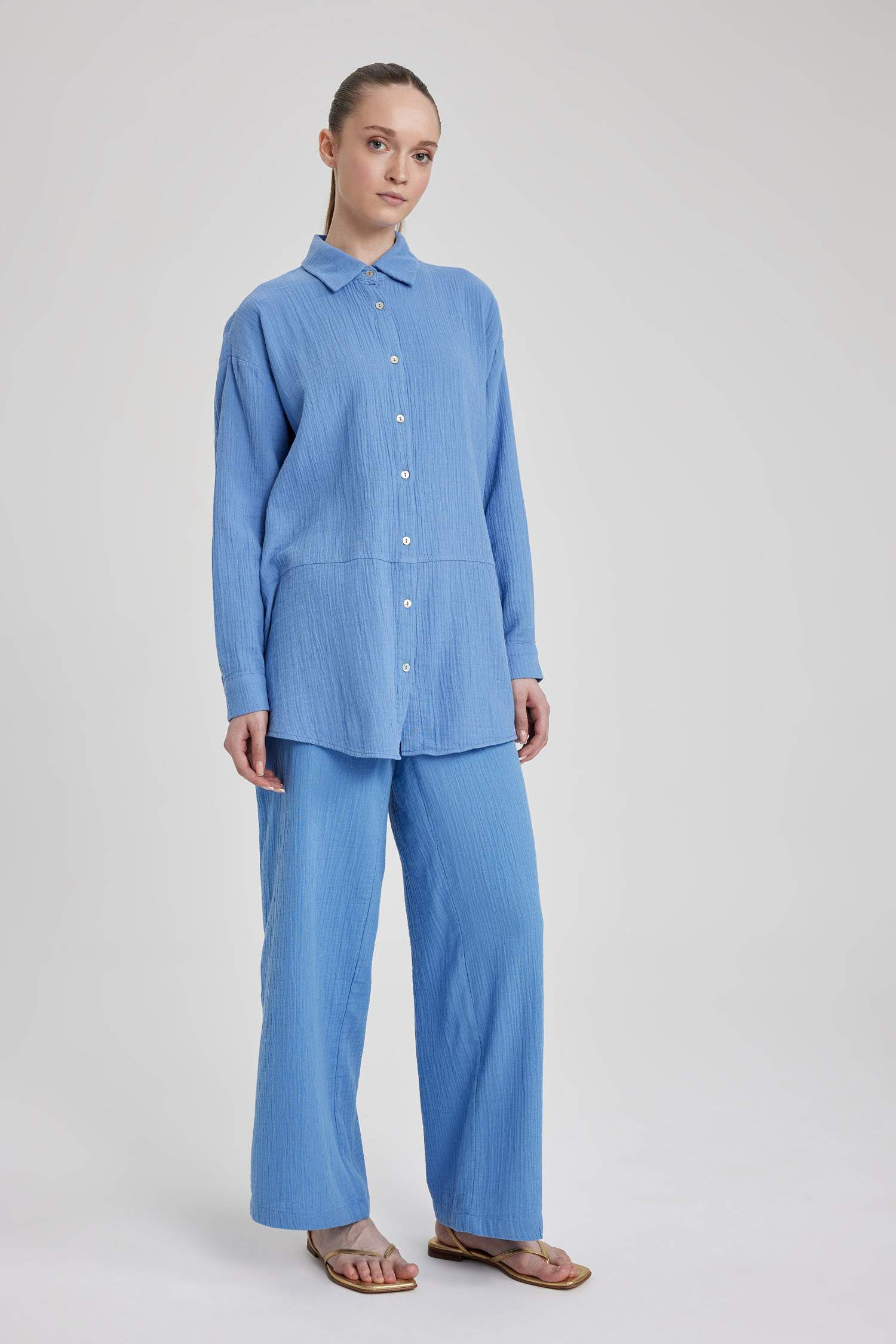 кең аяқ муслин Шалбар