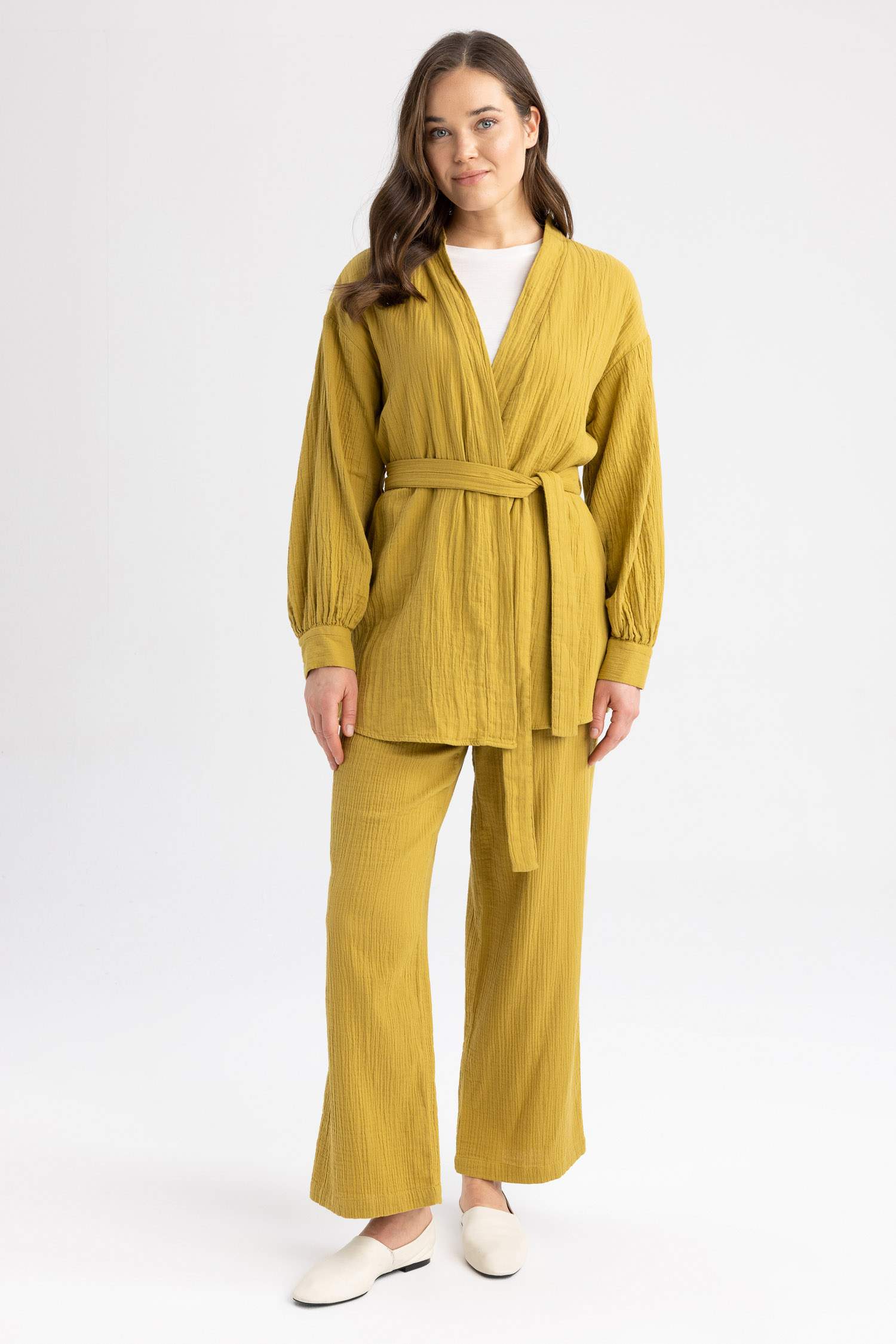 Wide Leg Muslin Trousers