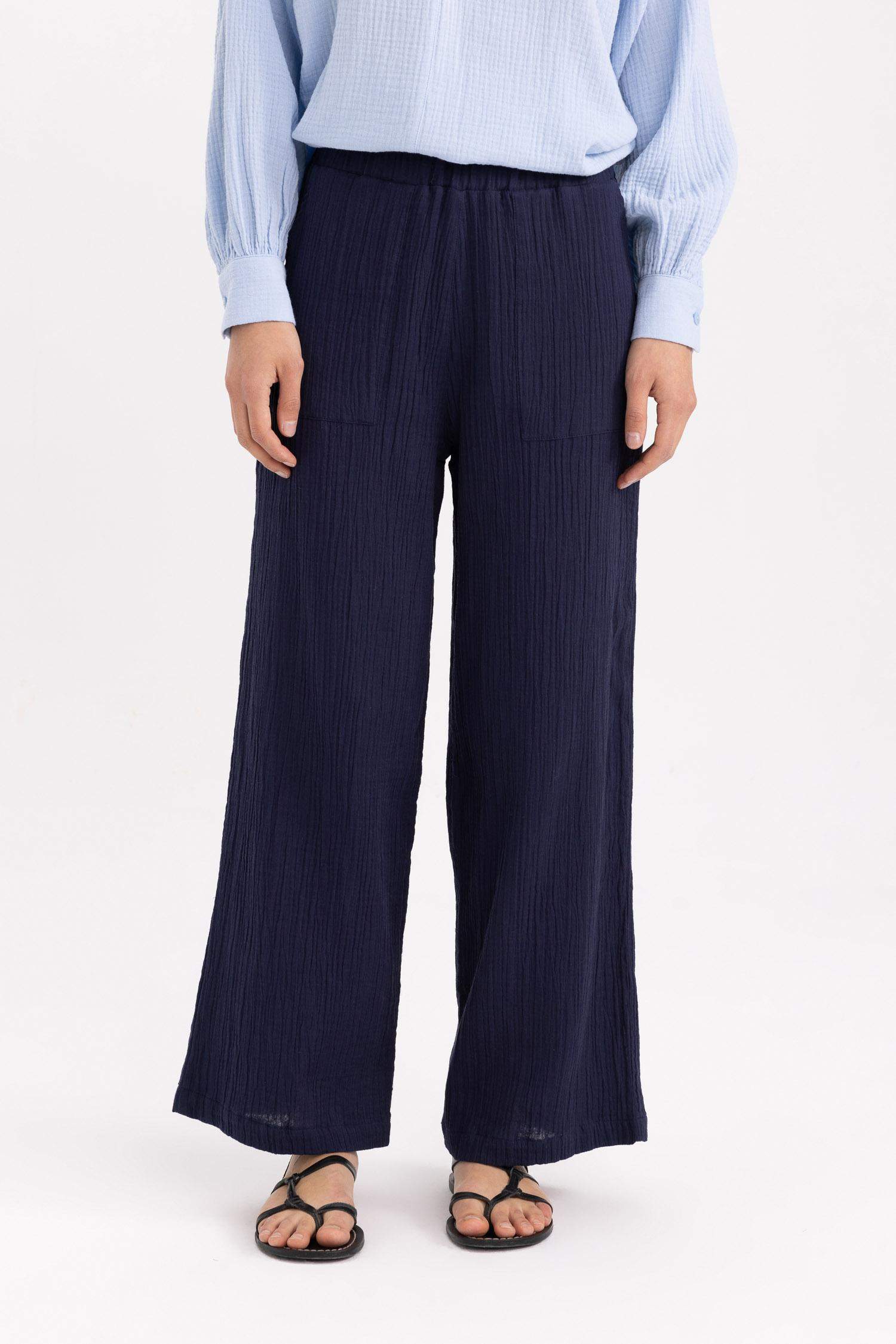 سروال موسلين واسع برجل واسع