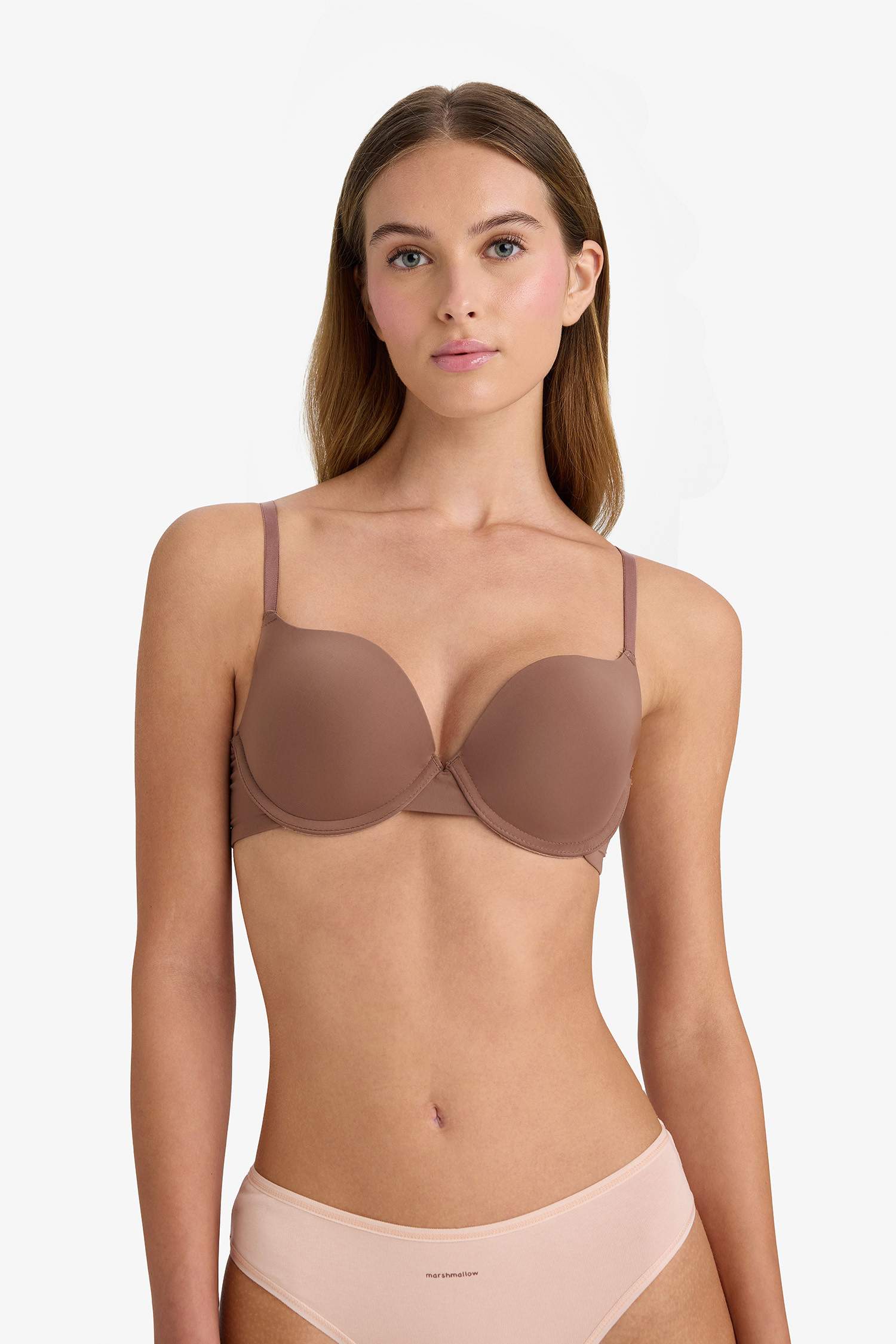 Push Up Micro Kaplı Yarım Dolgulu Balenli Tişört Bra Fall in Love