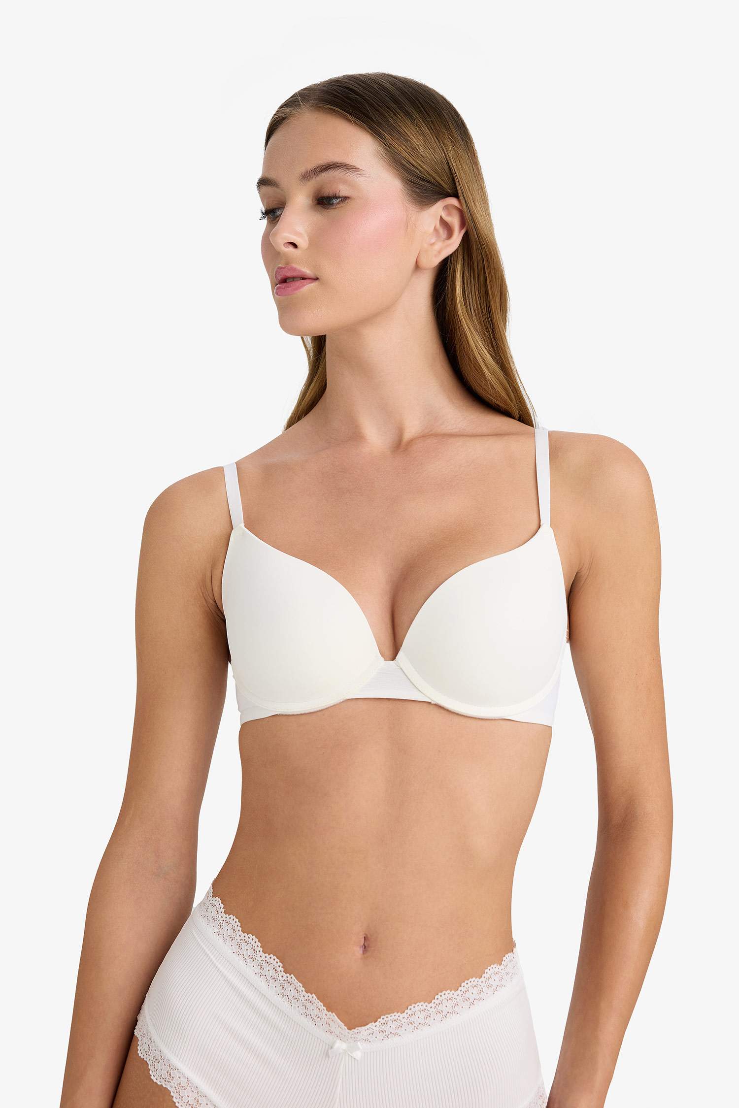 Push Up Micro Kaplı Yarım Dolgulu Balenli Tişört Bra