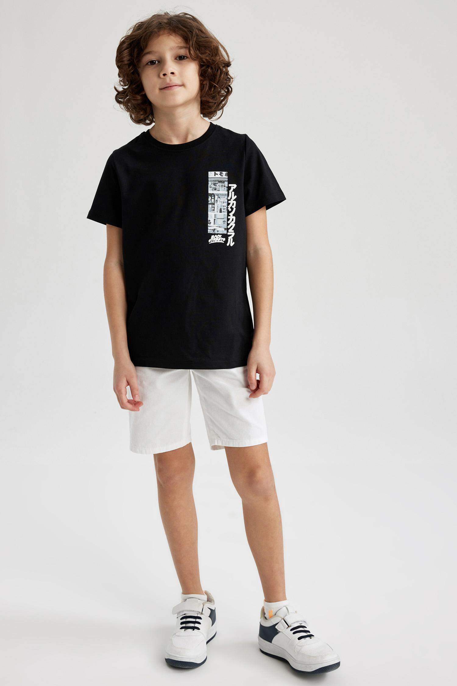 Ұлдарға дөңгелек жаға қысқа жеңді Қысқа жеңді футболка