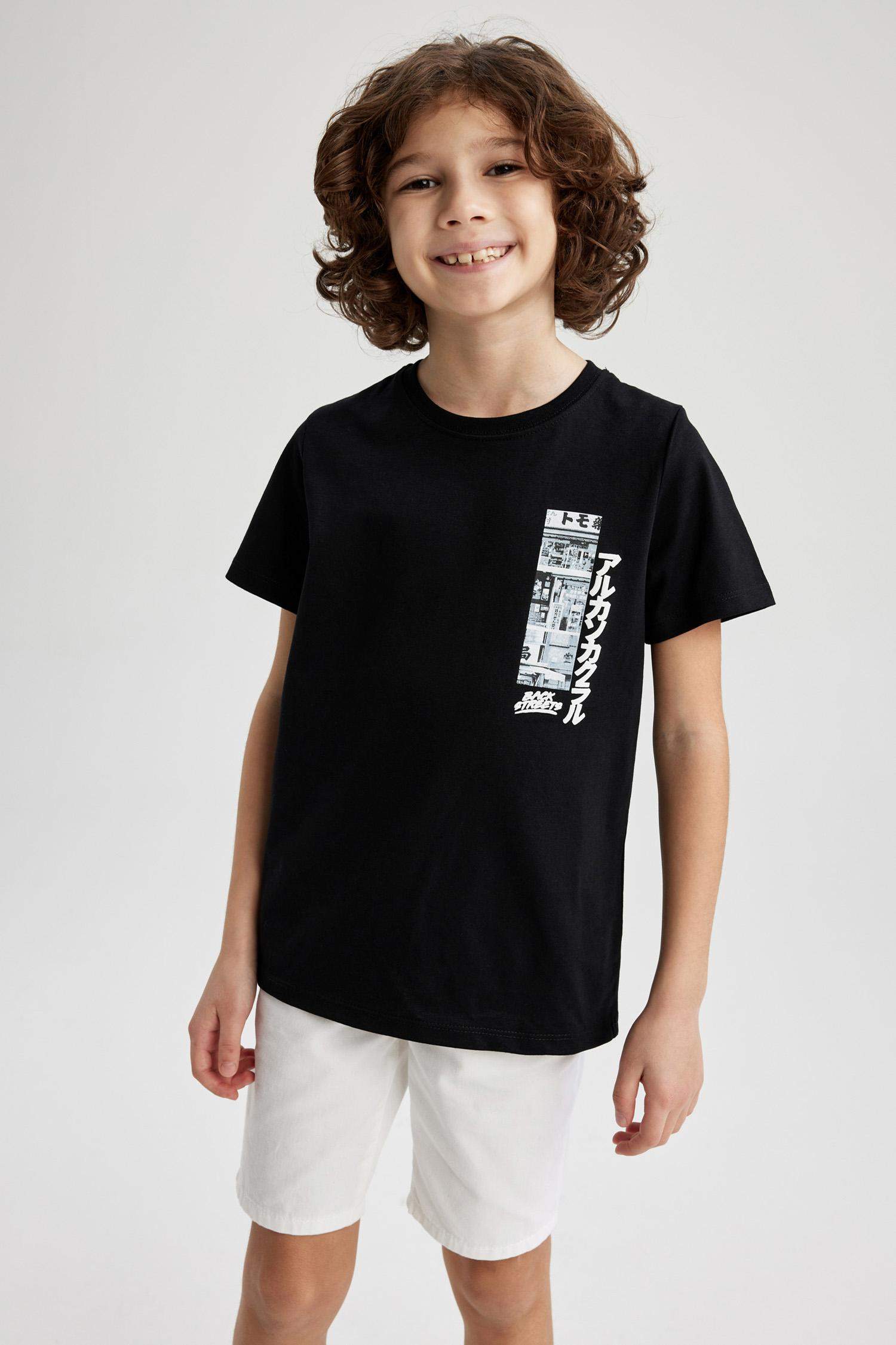 Ұлдарға дөңгелек жаға қысқа жеңді Қысқа жеңді футболка