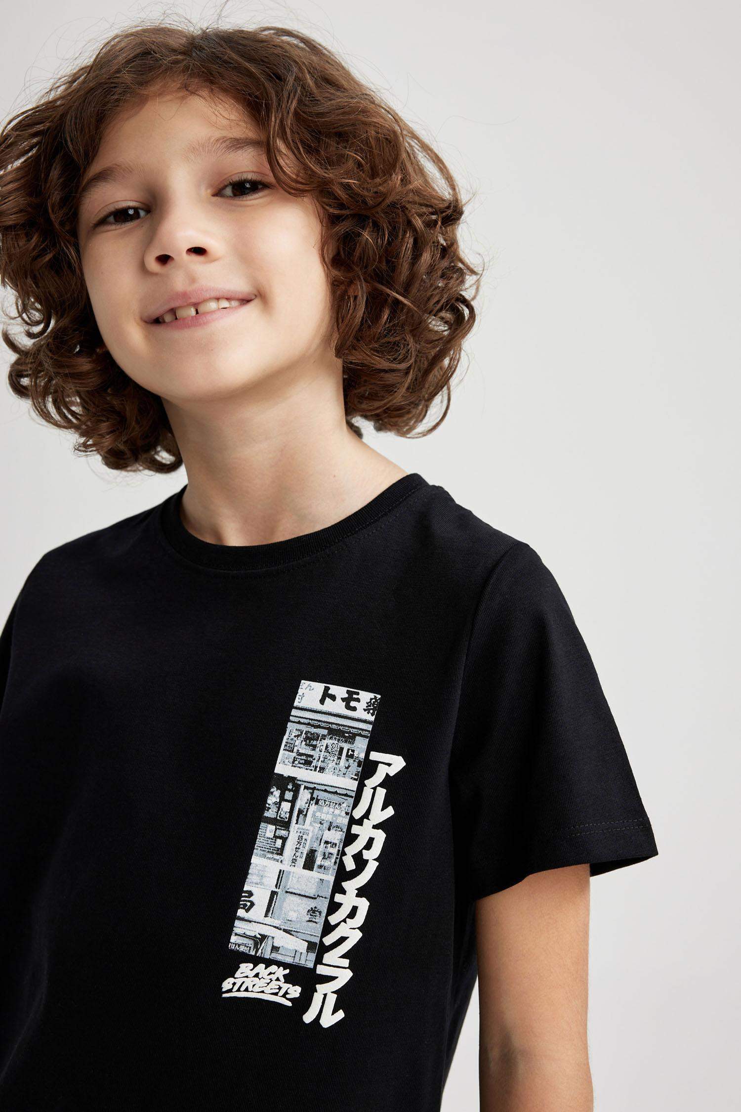 Ұлдарға дөңгелек жаға қысқа жеңді Қысқа жеңді футболка