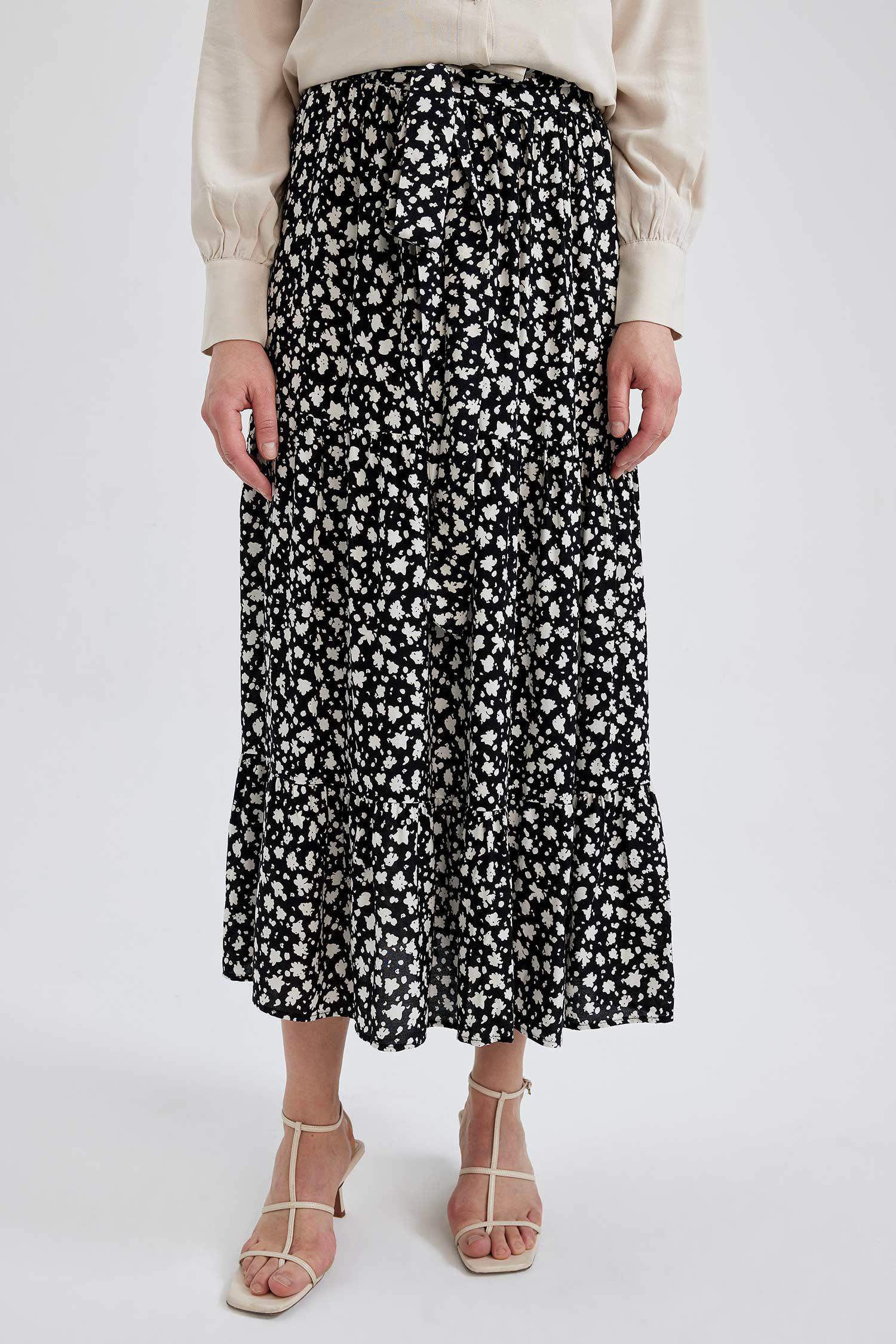 Desenli Viskon Maxi Etek