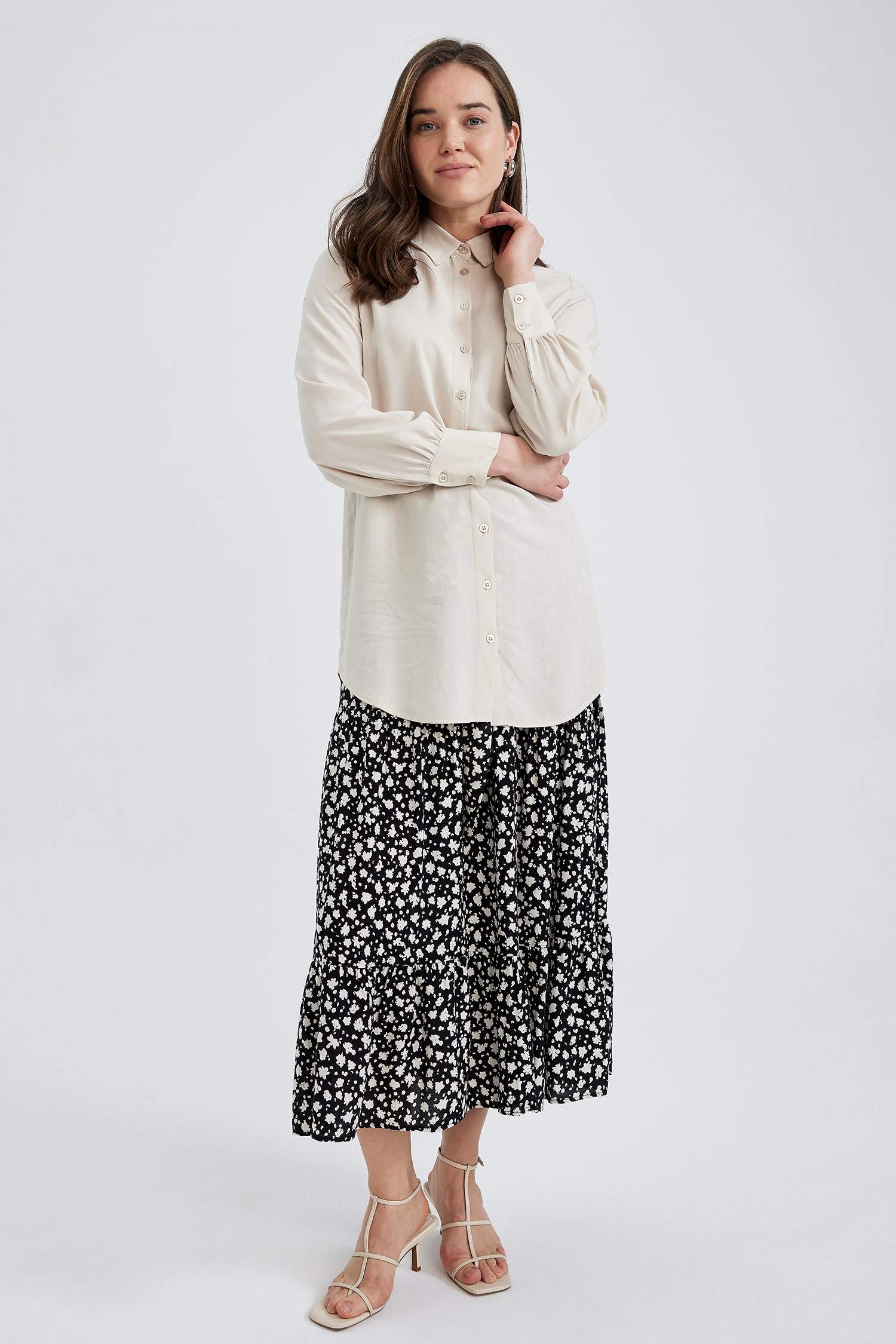 Desenli Viskon Maxi Etek