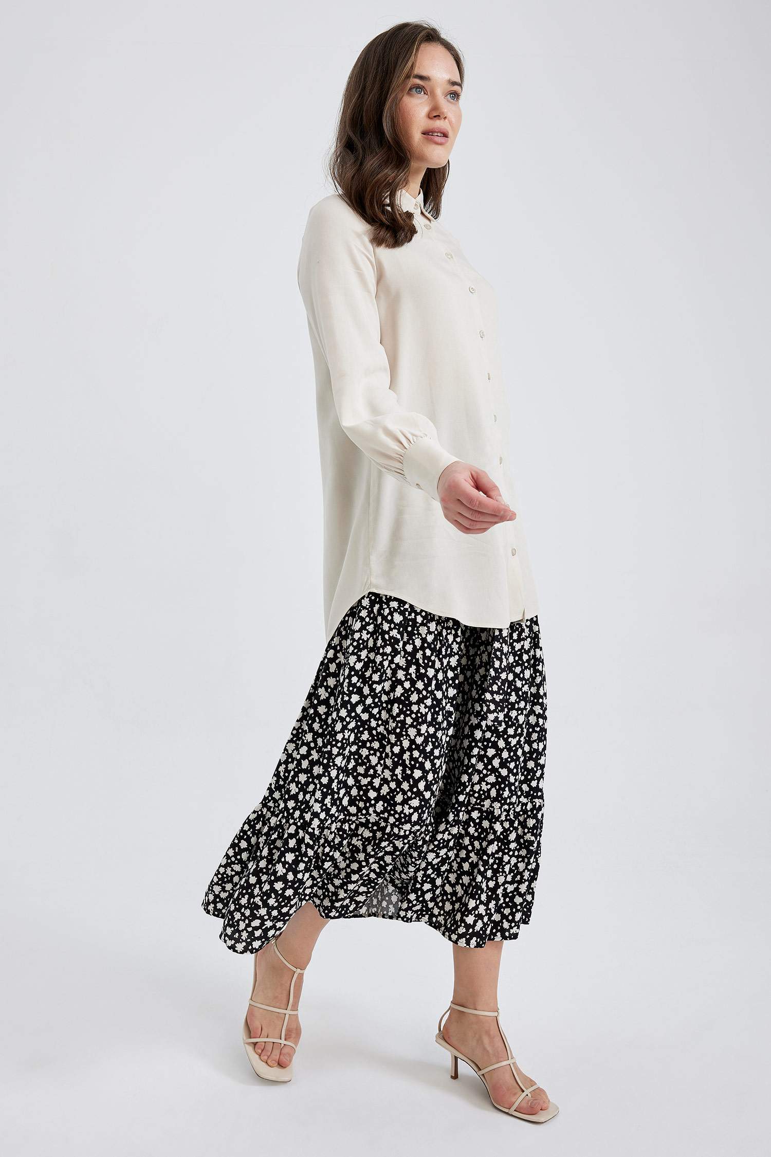 Desenli Viskon Maxi Etek