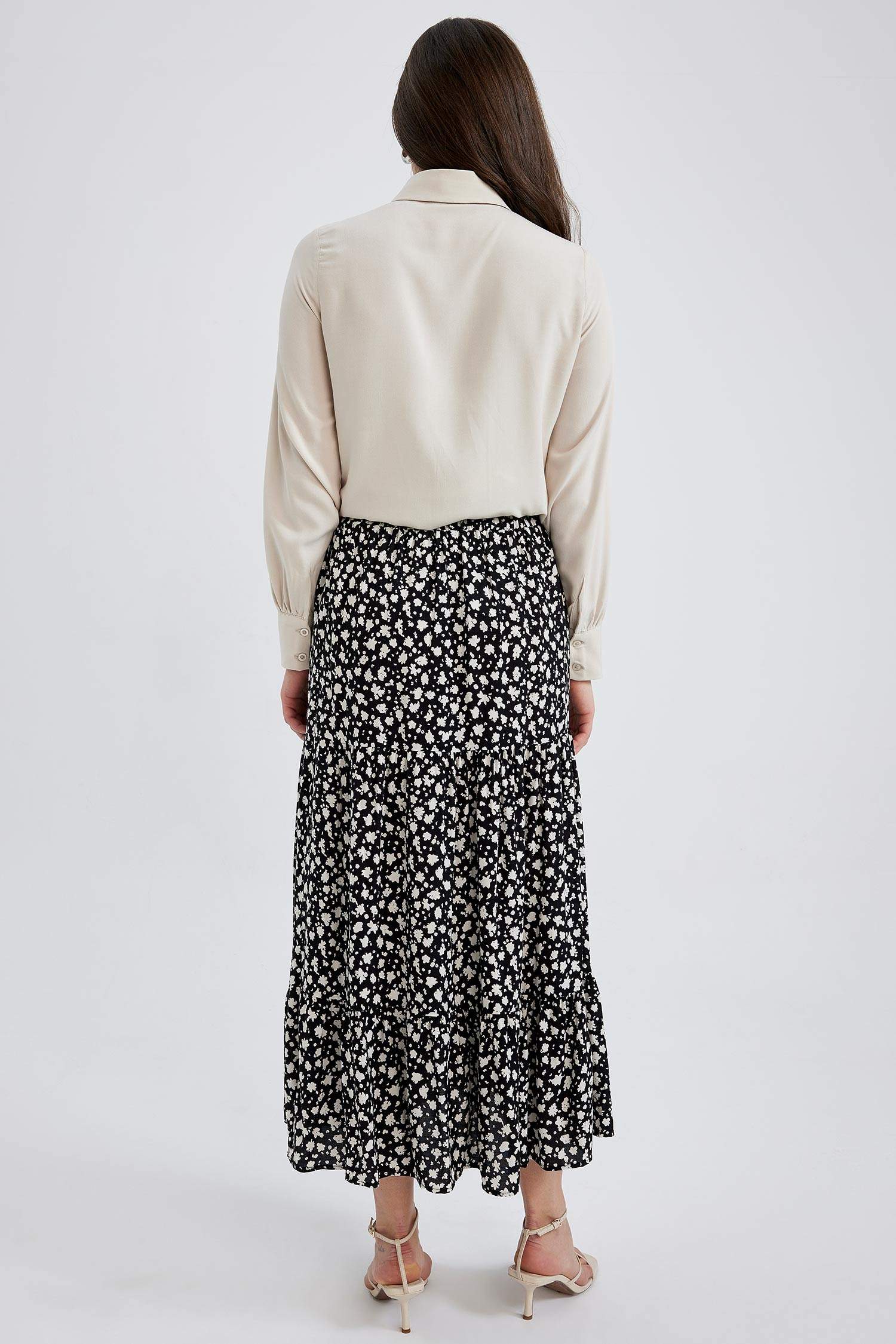 Desenli Viskon Maxi Etek