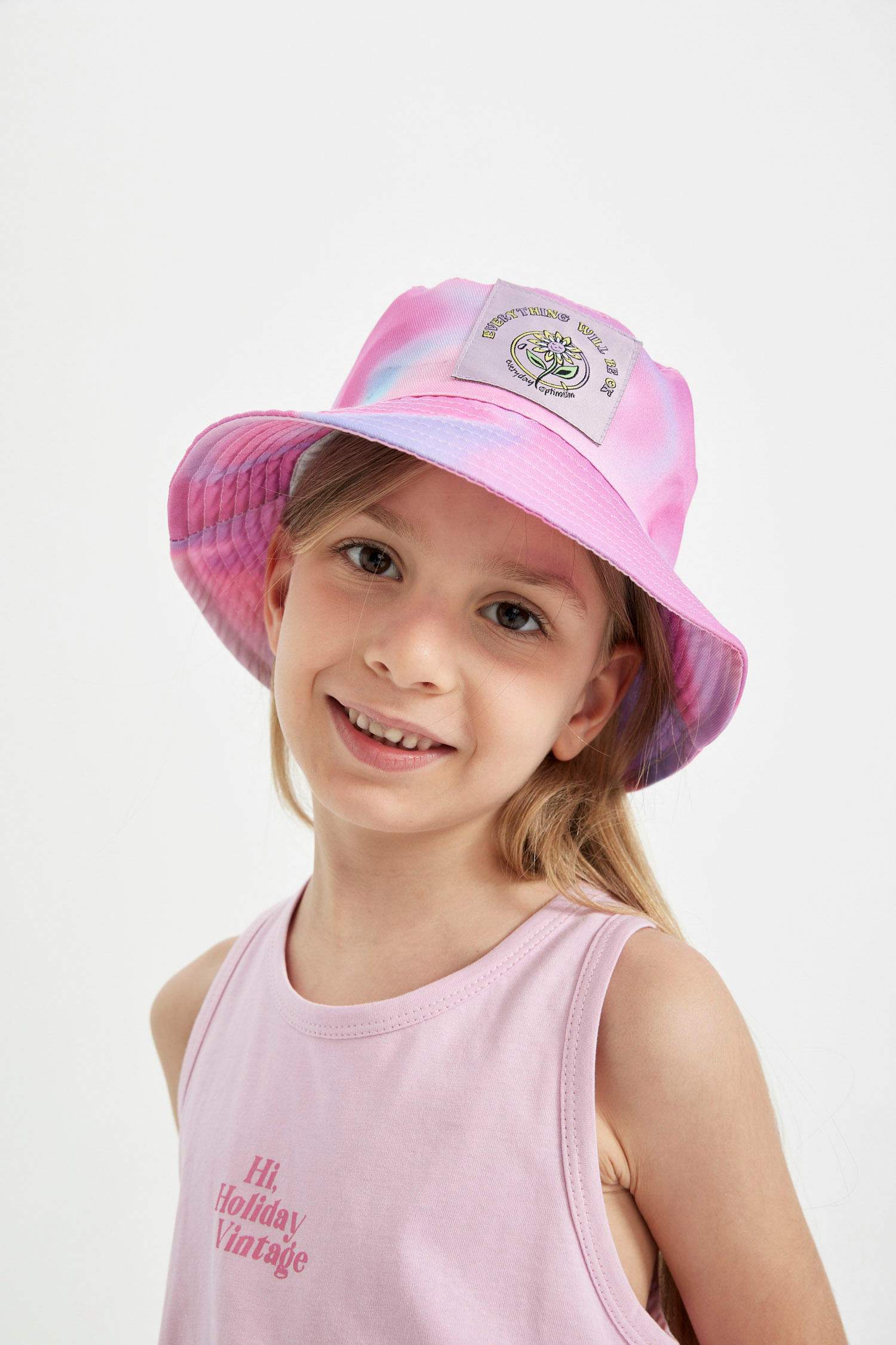 Girl Embroidered Cotton Bucket Hat