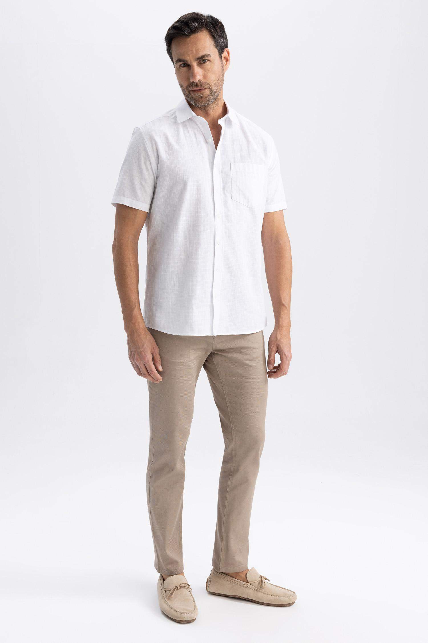 Chemise à manches courtes en coton à Coupe Régulière