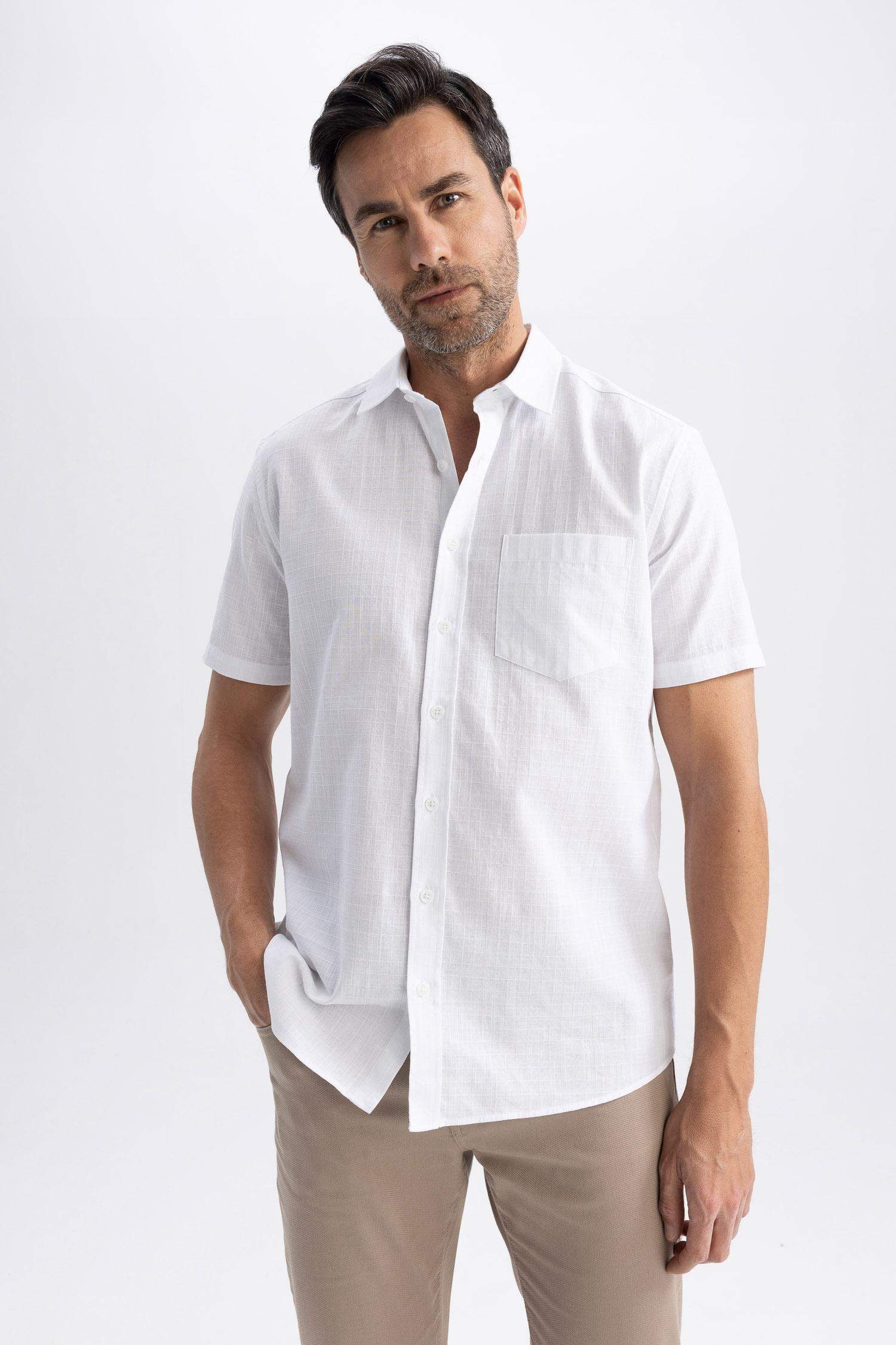 Chemise à manches courtes en coton à Coupe Régulière