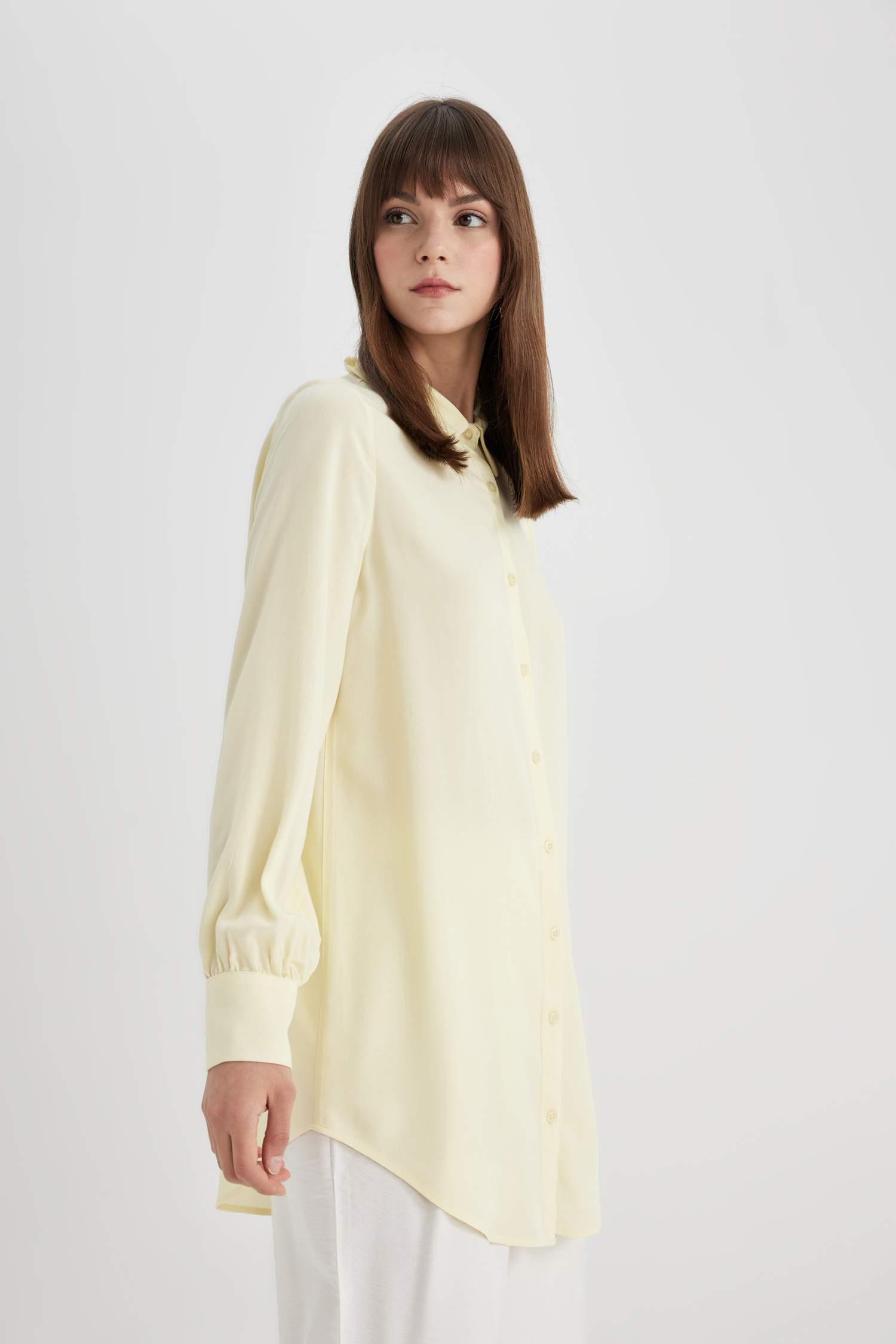 Regular Fit Shirt Collar Long Sleeve Tunic
