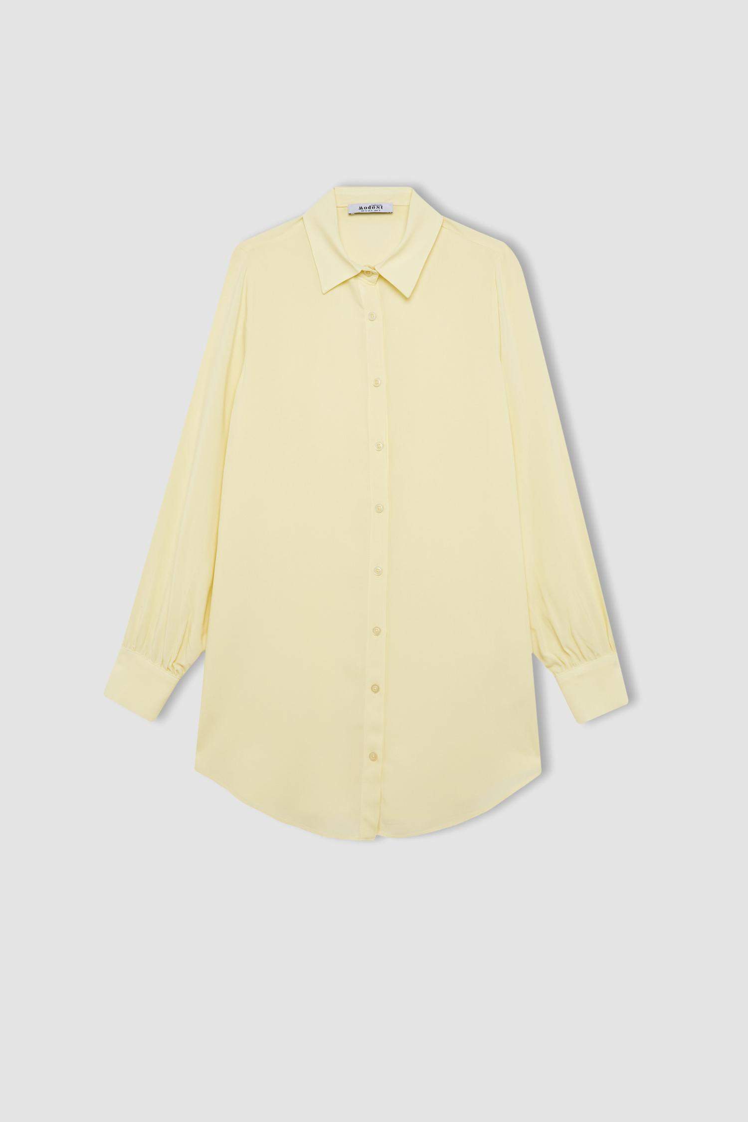 Regular Fit Shirt Collar Long Sleeve Tunic