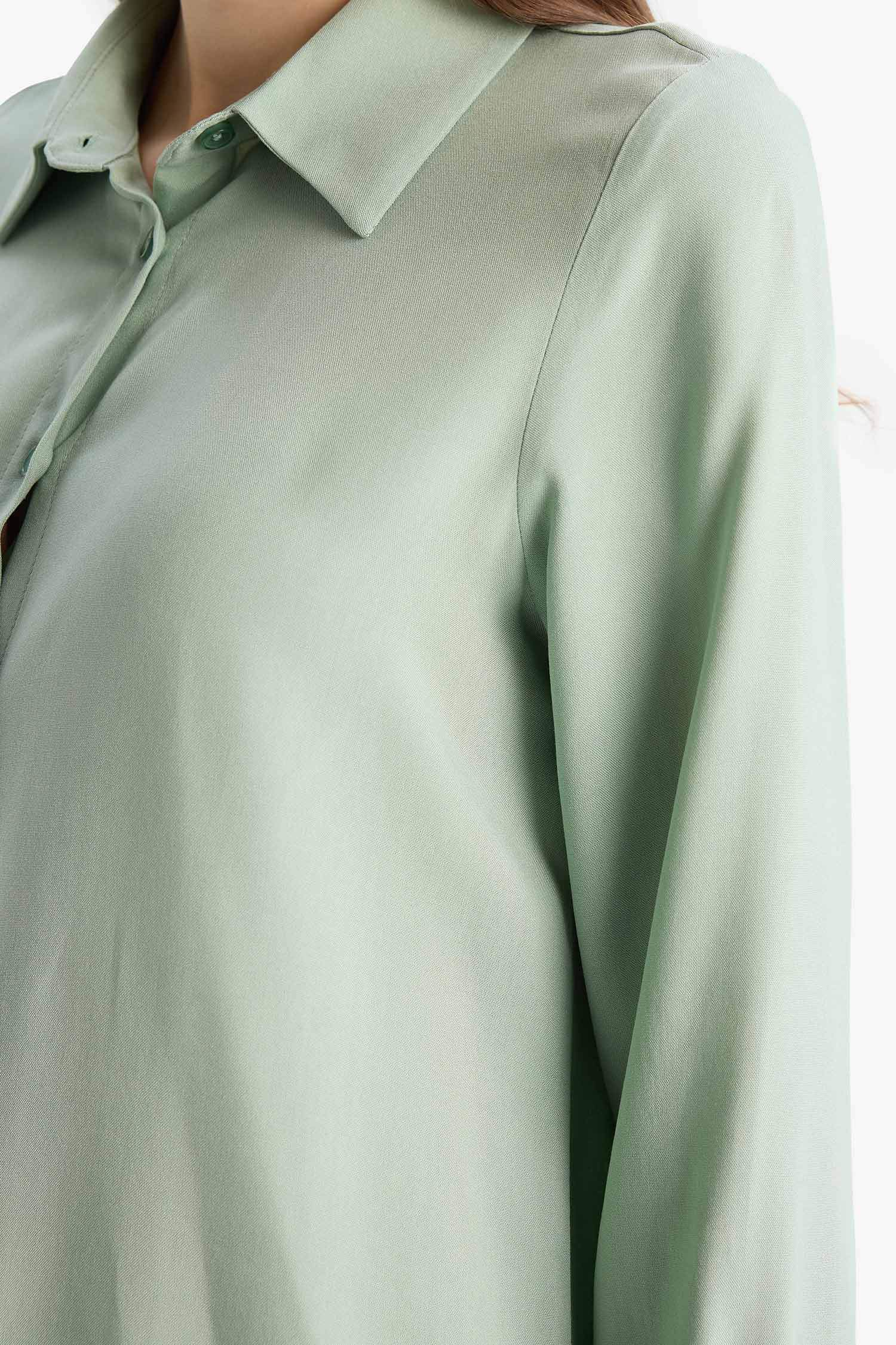 Regular Fit Basic Düz Uzun Kollu Tesettür Gömlek Tunik