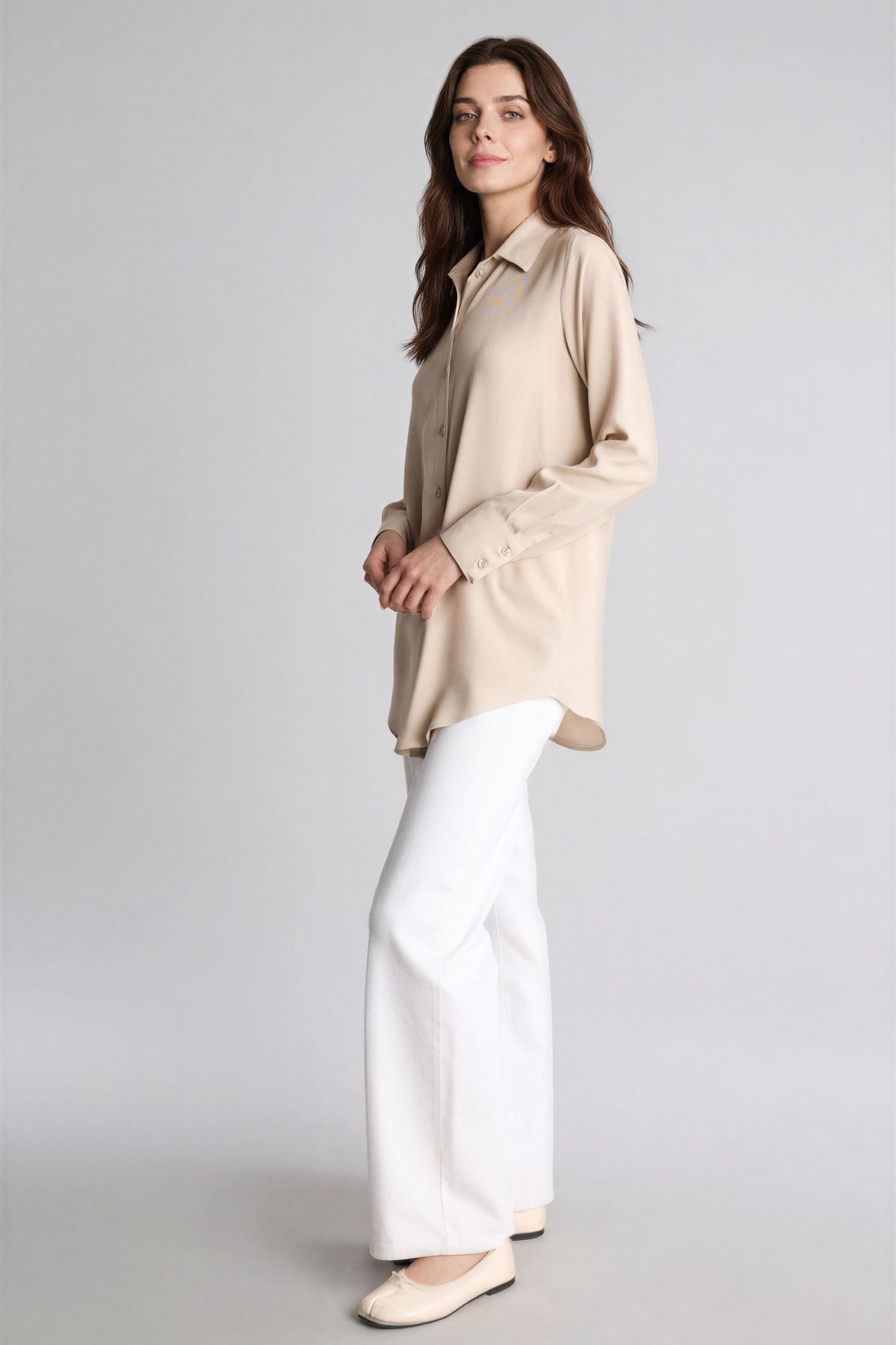 DeFacto Regular Fit Basic Gömlek Tunik görsel 2