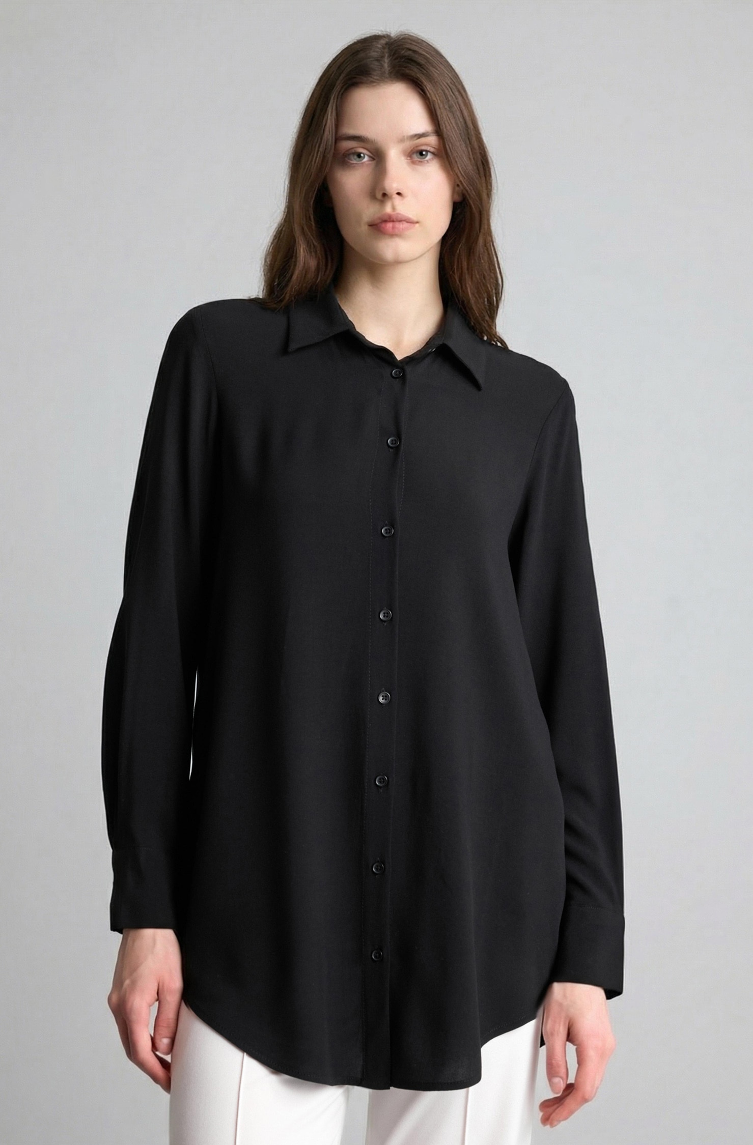 DeFacto Regular Fit Basic Gömlek Tunik görsel 3
