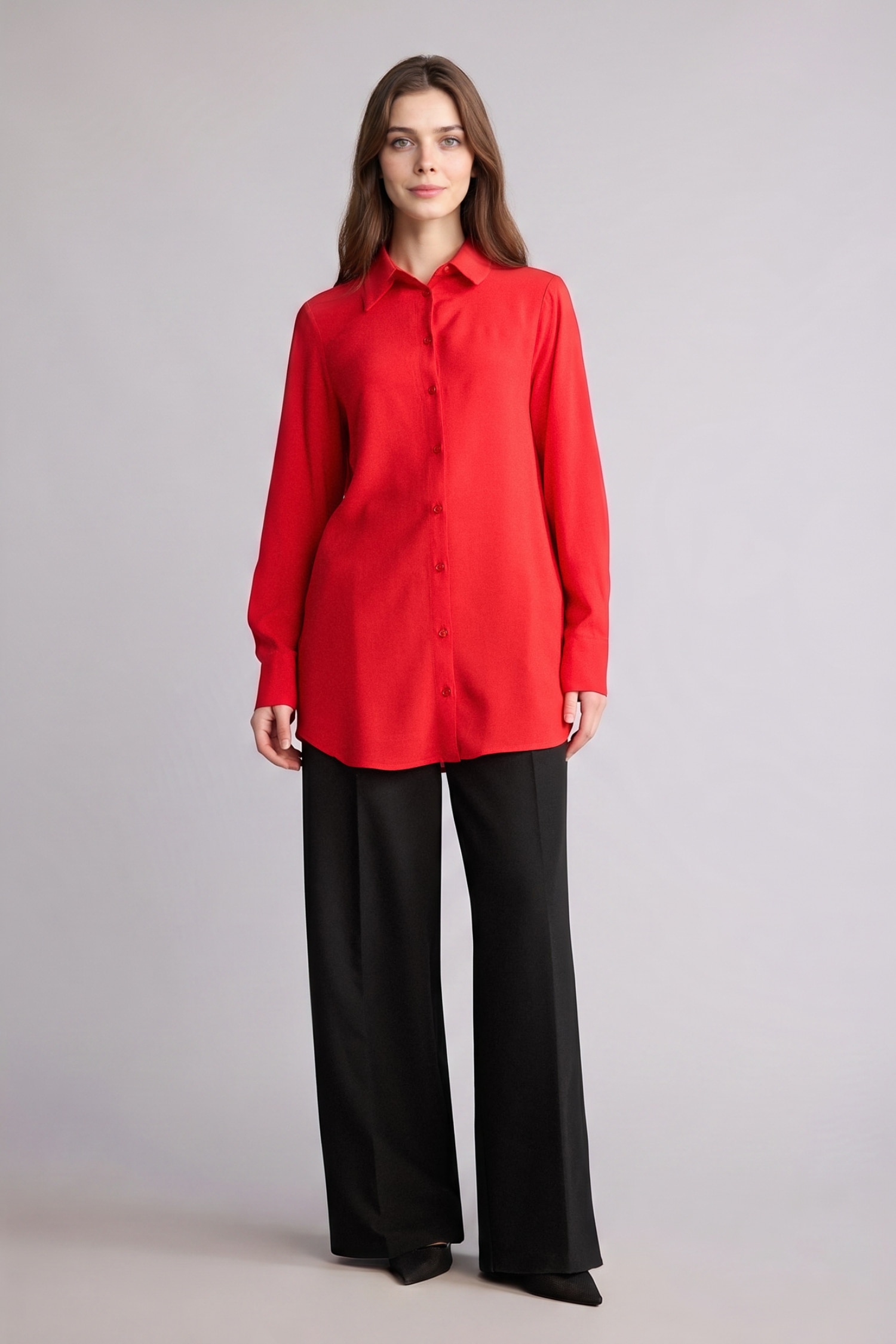 DeFacto Regular Fit Basic Gömlek Tunik görsel 2