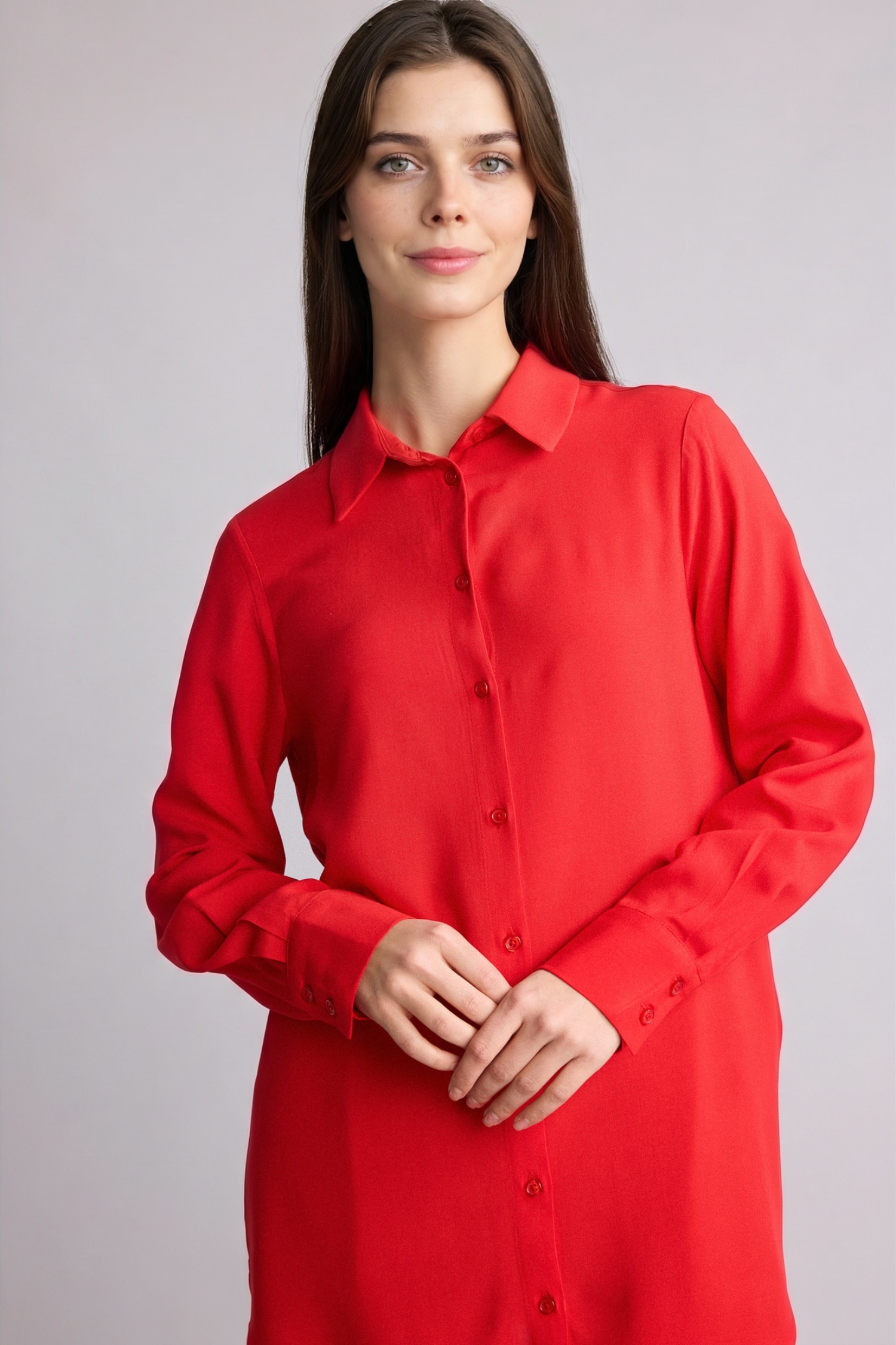 DeFacto Regular Fit Basic Gömlek Tunik görsel 3