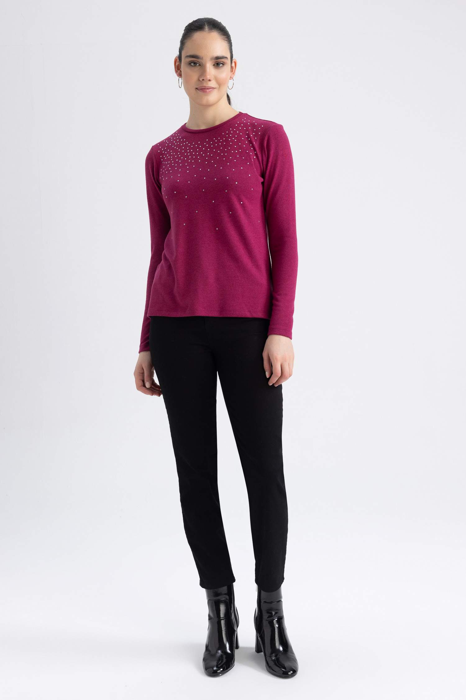 Кофта стандартного кроя с круглым вырезом для женщин Traditional