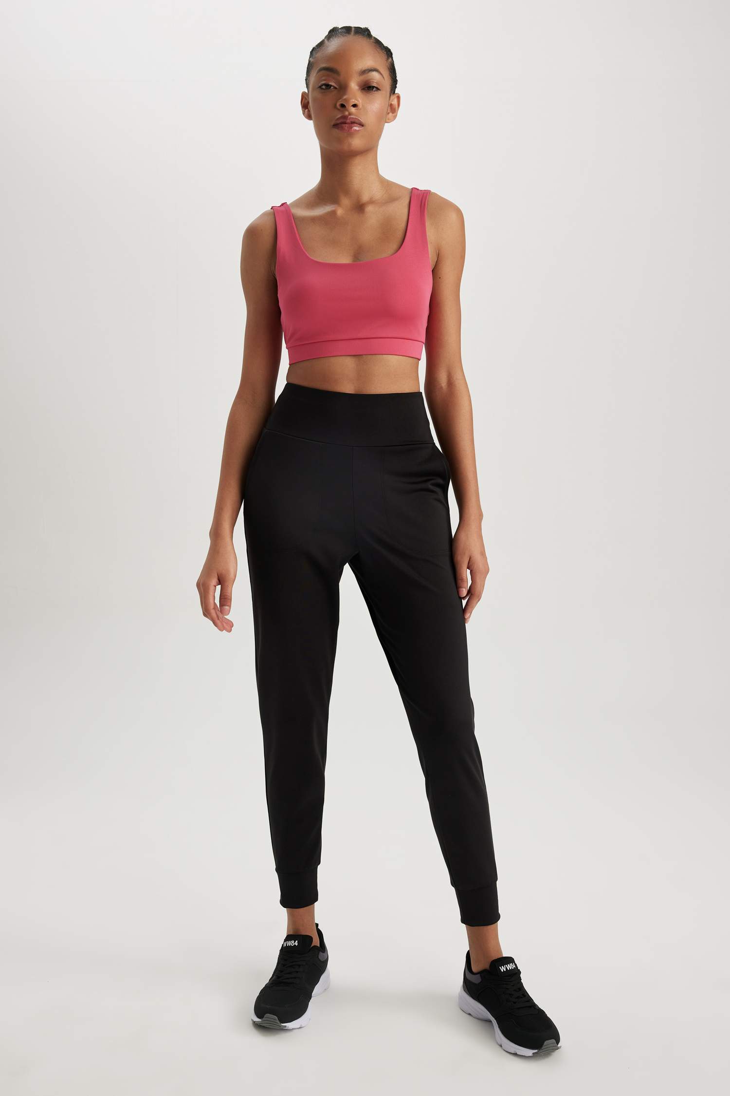 ستريج قماش سكوبا بخصر عالي طول الكوع