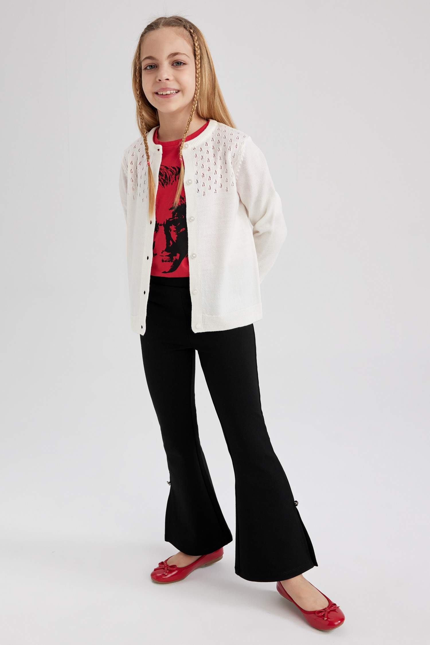 Girls Crew Neck Cardigan