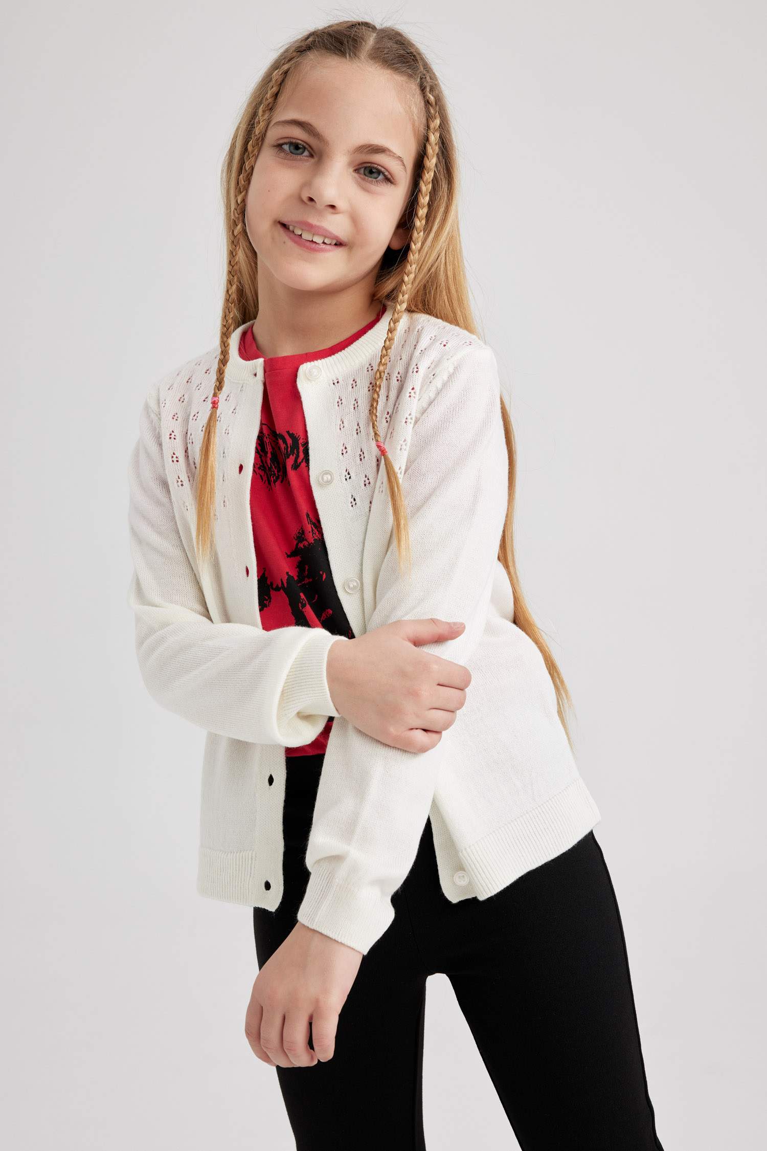 Girls Crew Neck Cardigan