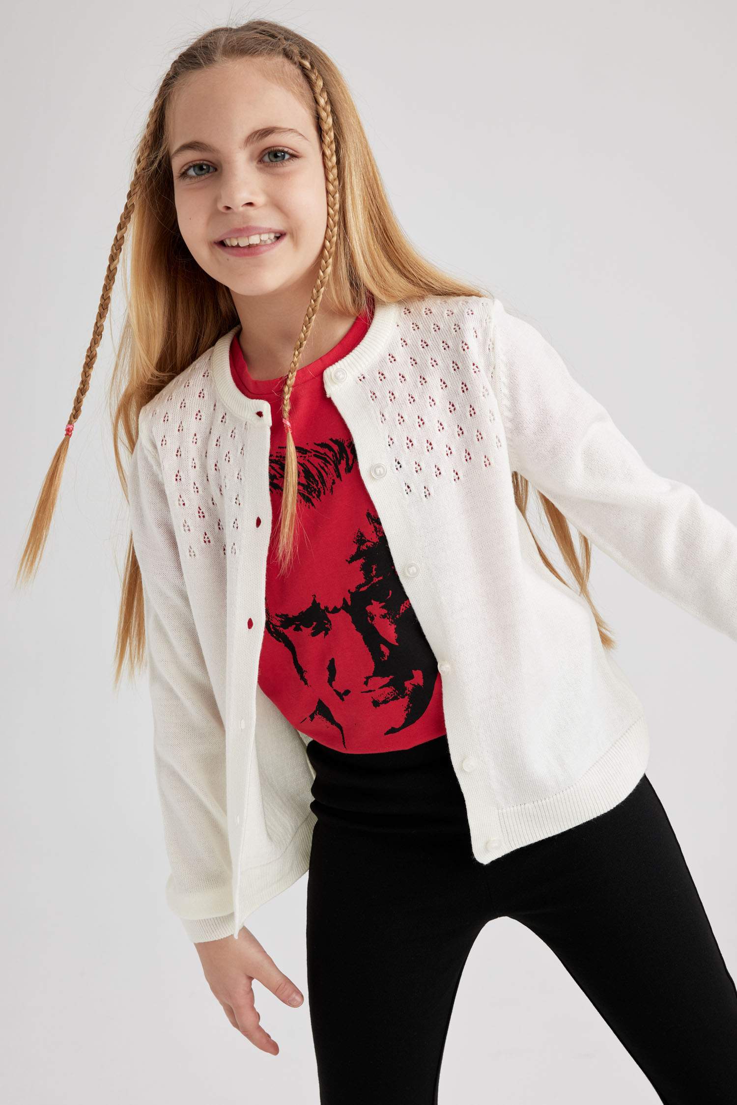 Girls Crew Neck Cardigan