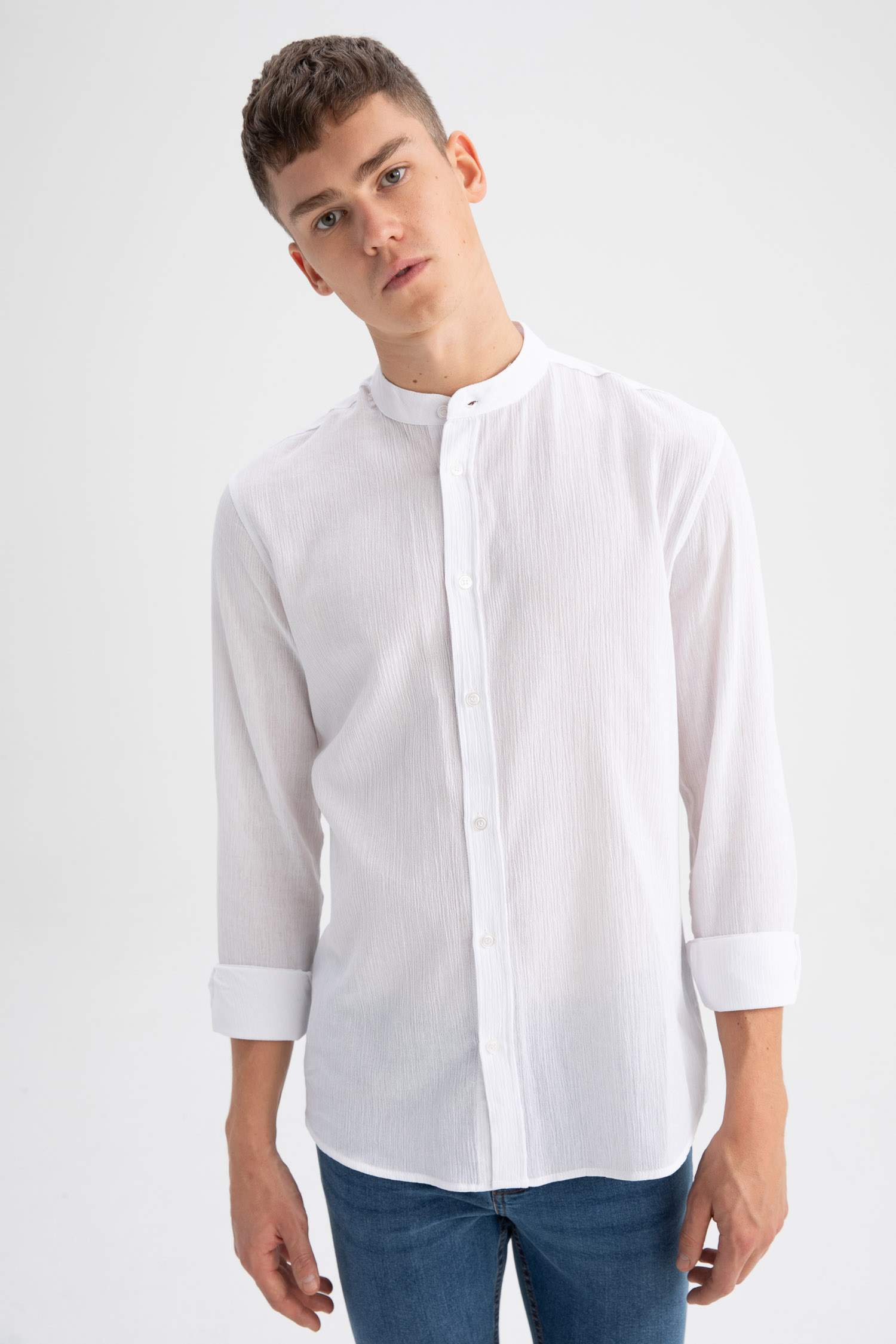 White MEN Regular Fit Cotton Long Sleeve Shirt 2721366 | DeFacto