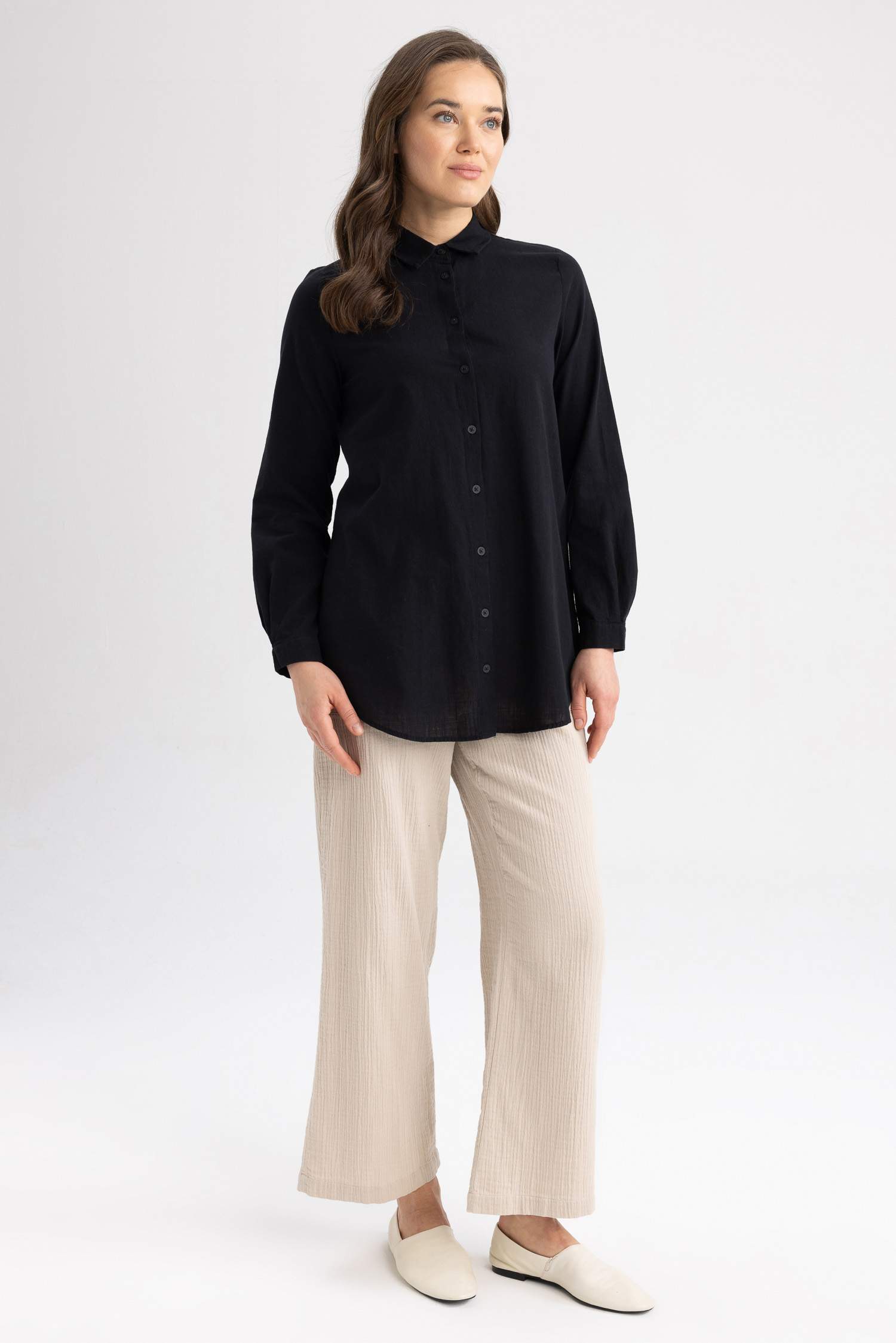 Regular Fit Cotton Long Sleeve Tunic