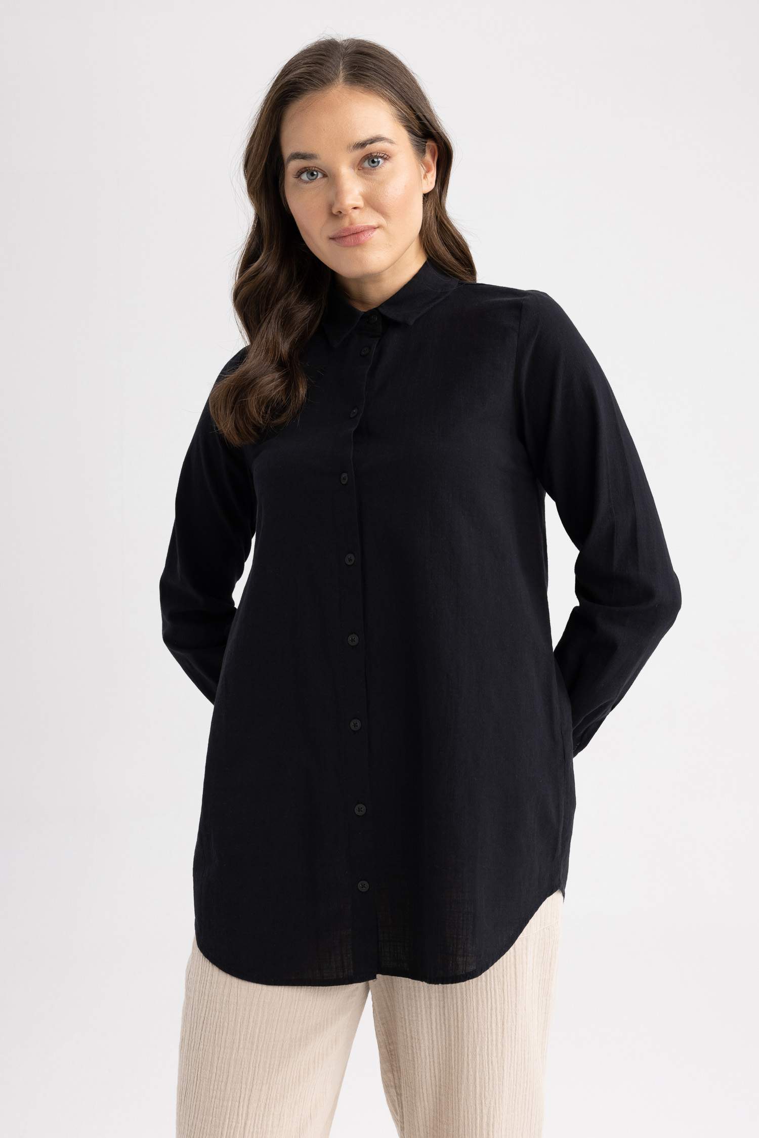 Regular Fit Cotton Long Sleeve Tunic