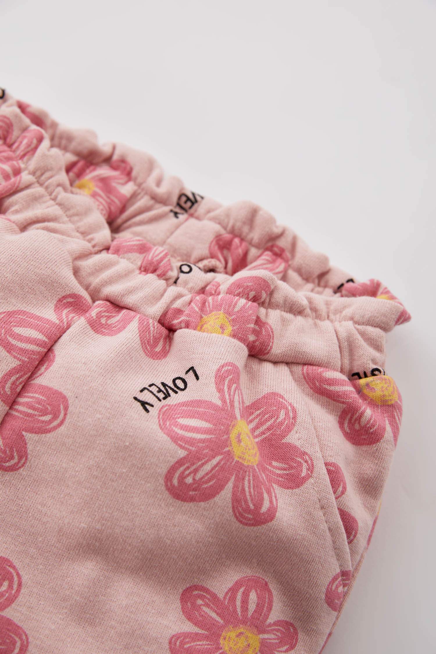 Kız Bebek Çiçekli Paperbag Bel Eşofman Alt