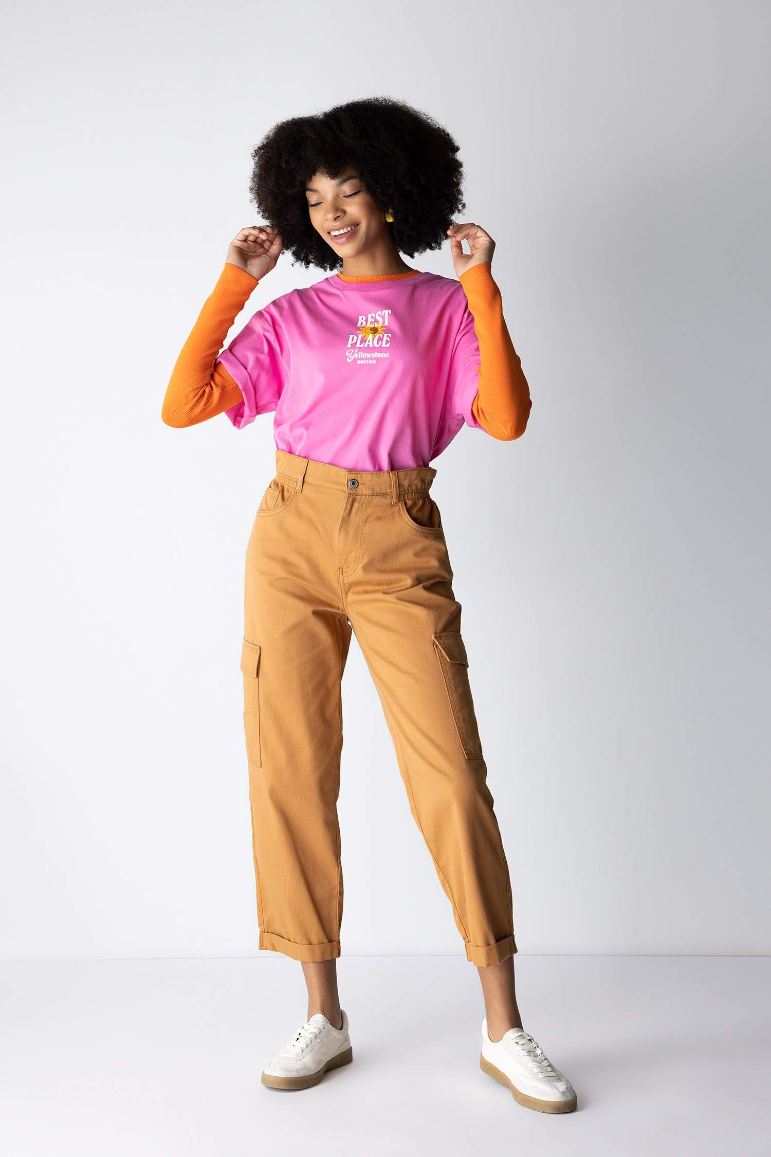 Paperbag Cargo Gabardine  Cotton Trousers