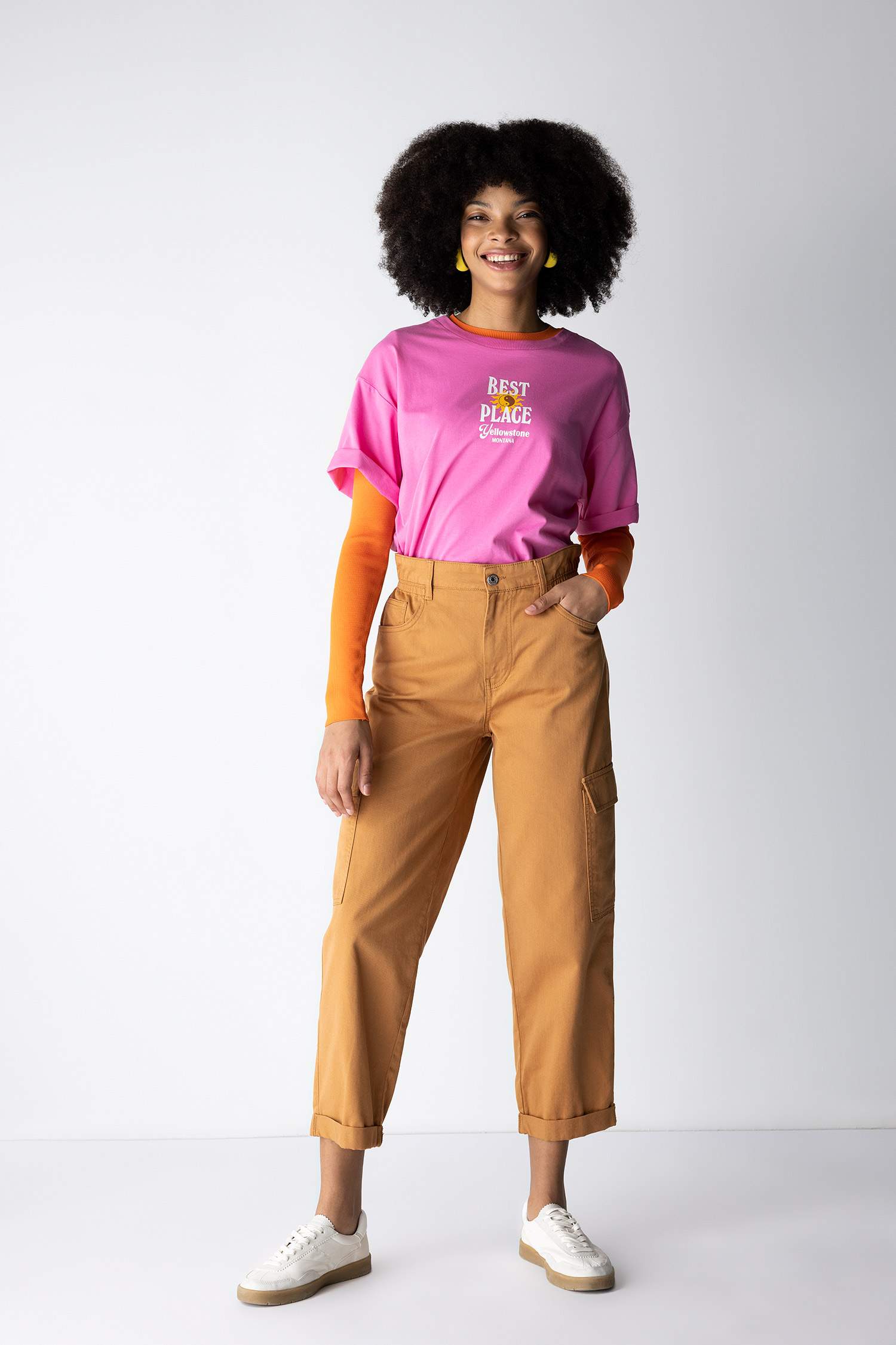 Paperbag Cargo Gabardine  Cotton Trousers
