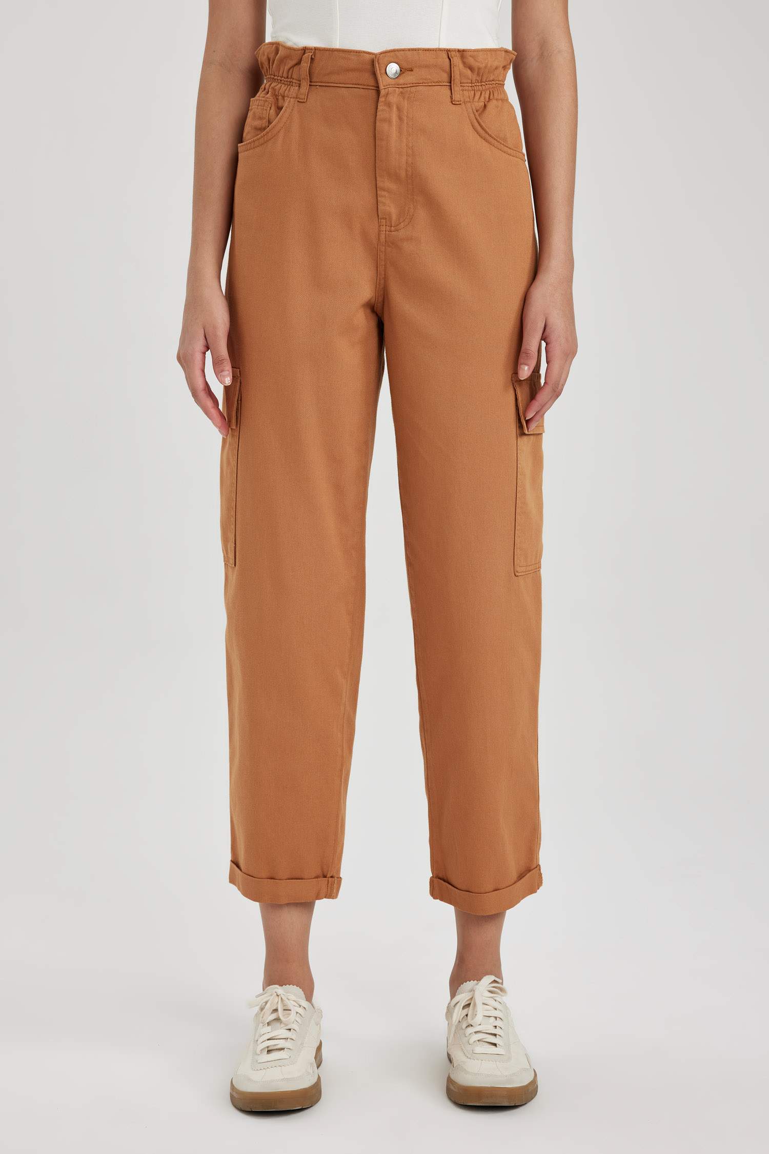 Paperbag Cargo Gabardine  Cotton Trousers