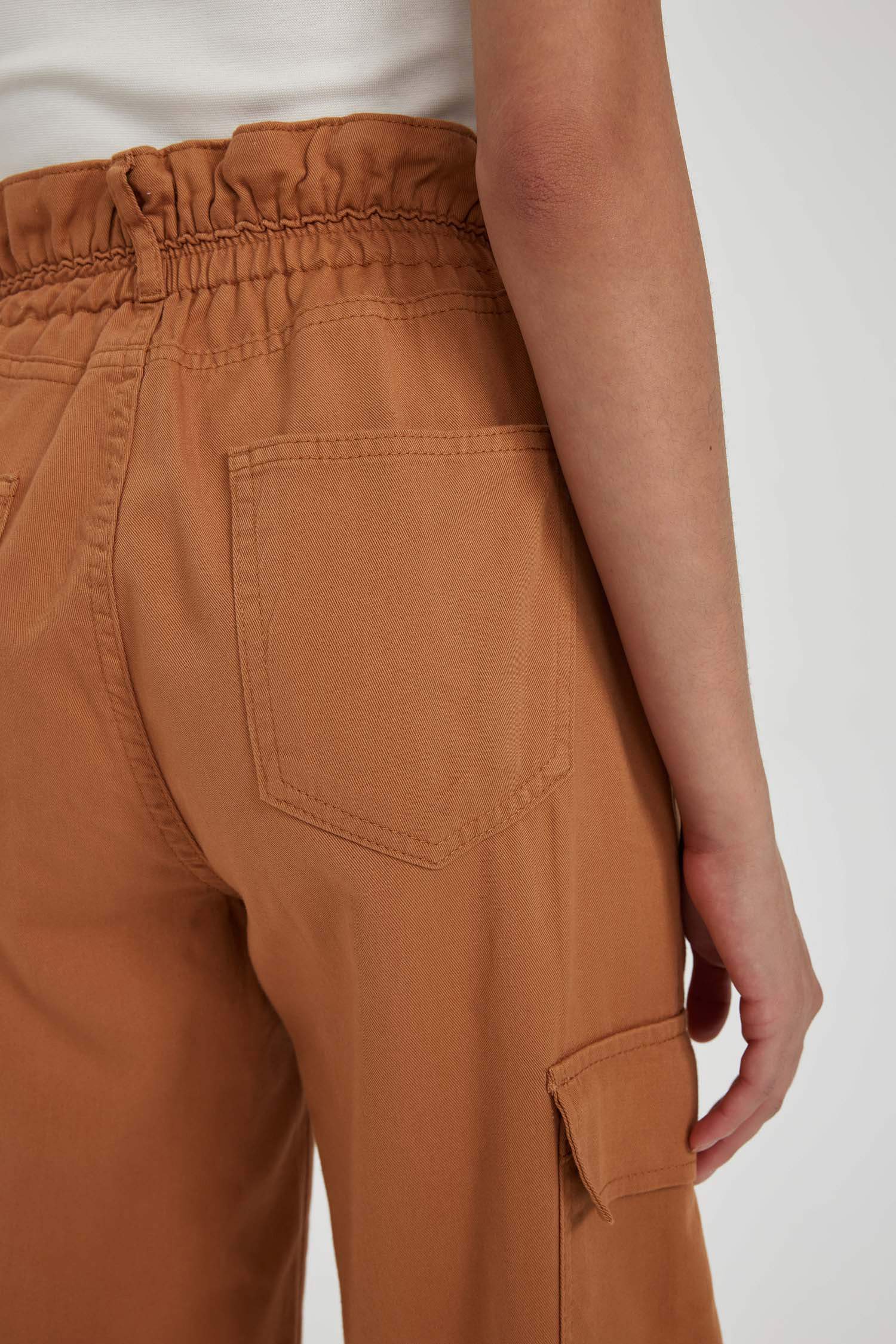 Paperbag Cargo Gabardine  Cotton Trousers