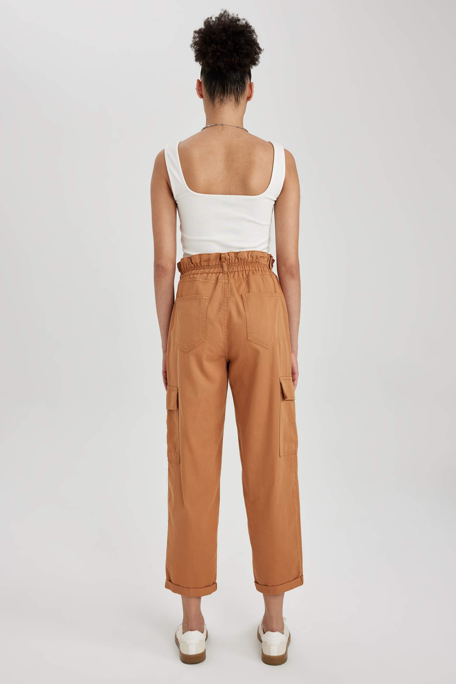 Paperbag Cargo Gabardine  Cotton Trousers