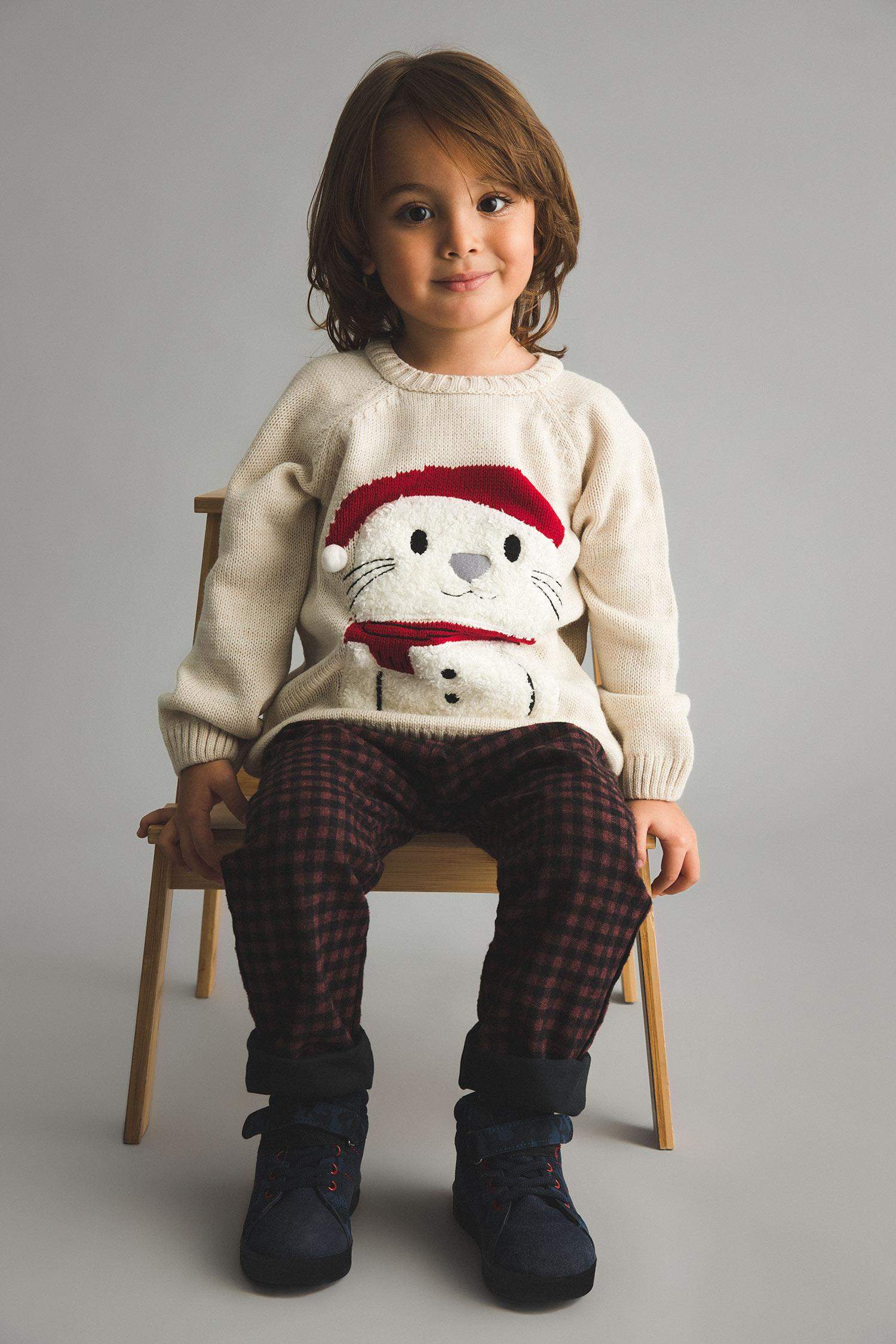 Брюки стандартного кроя с эластичным поясом в клетку для малышей мальчиков