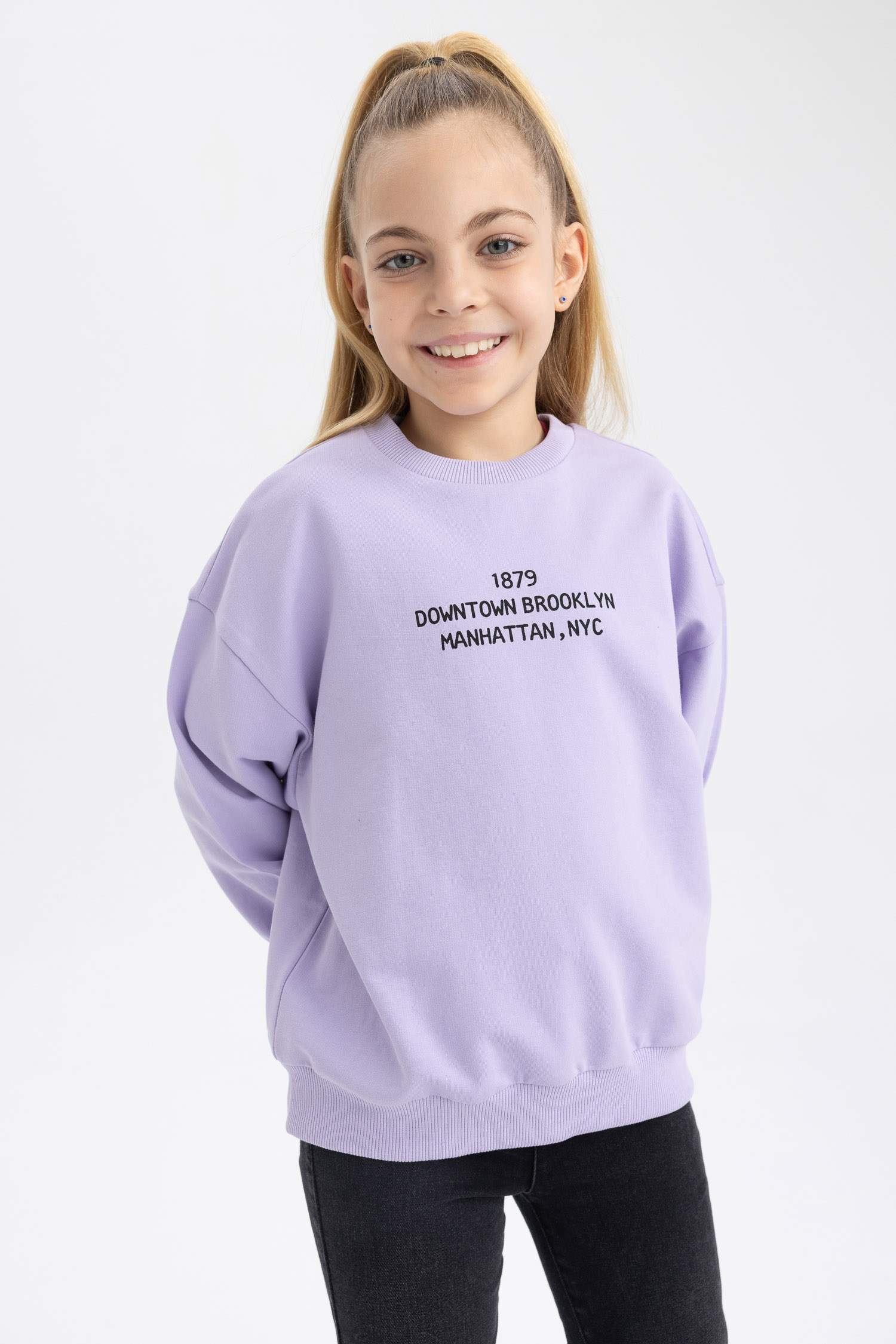 Purple Girls & Teens Girl Relax Fit Crew Neck Sweatshirt 2754207