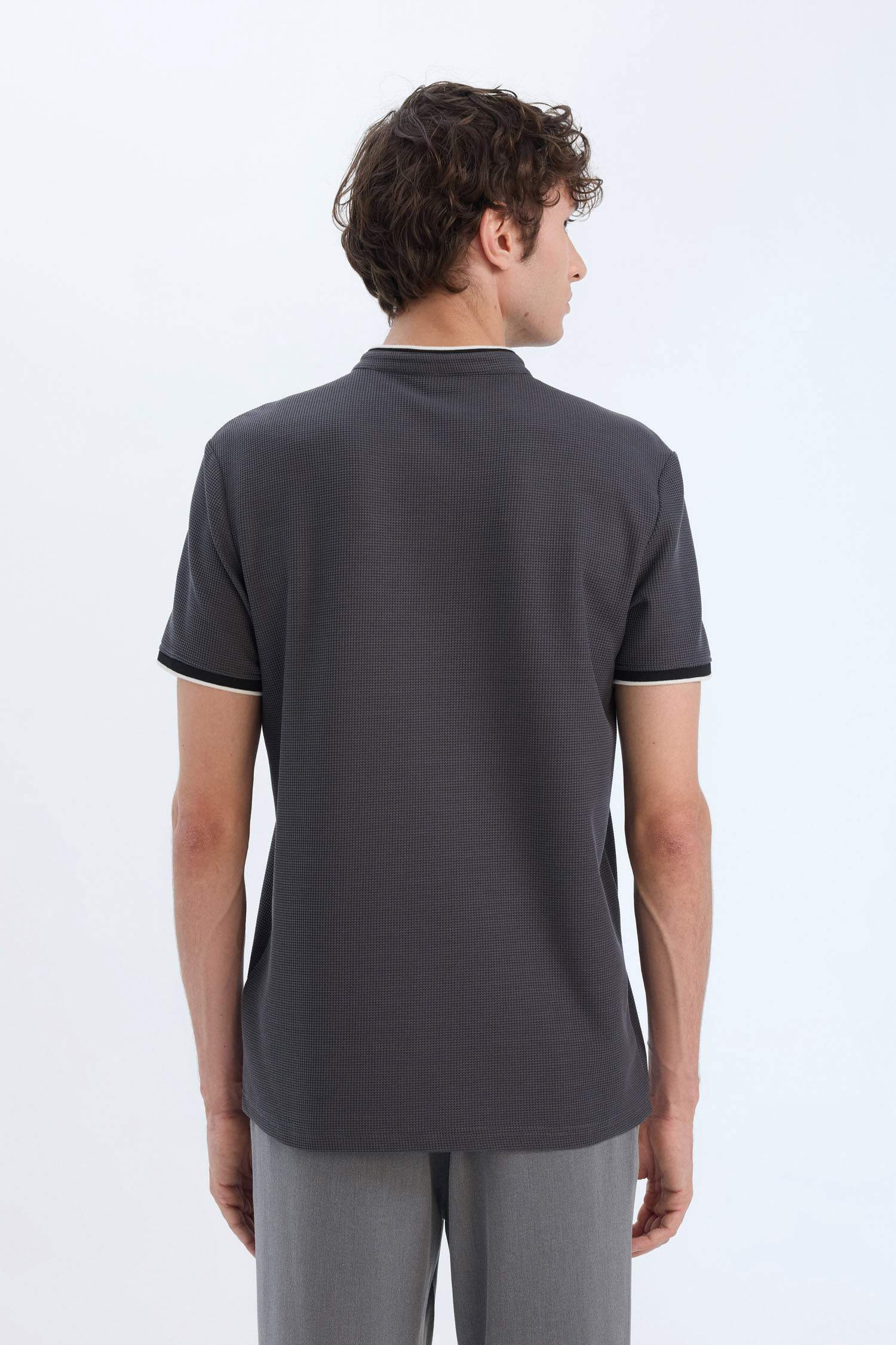 Modern Fit Standing Collar Short Sleeve Polo T-Shirt