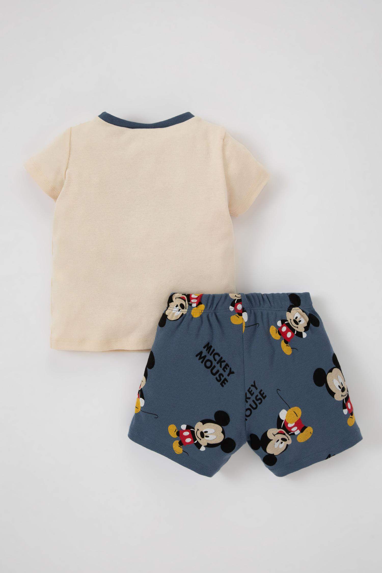 Baby Boy Disney Mickey & Minnie Crew Neck Ribbed 2 Piece Pajama Set