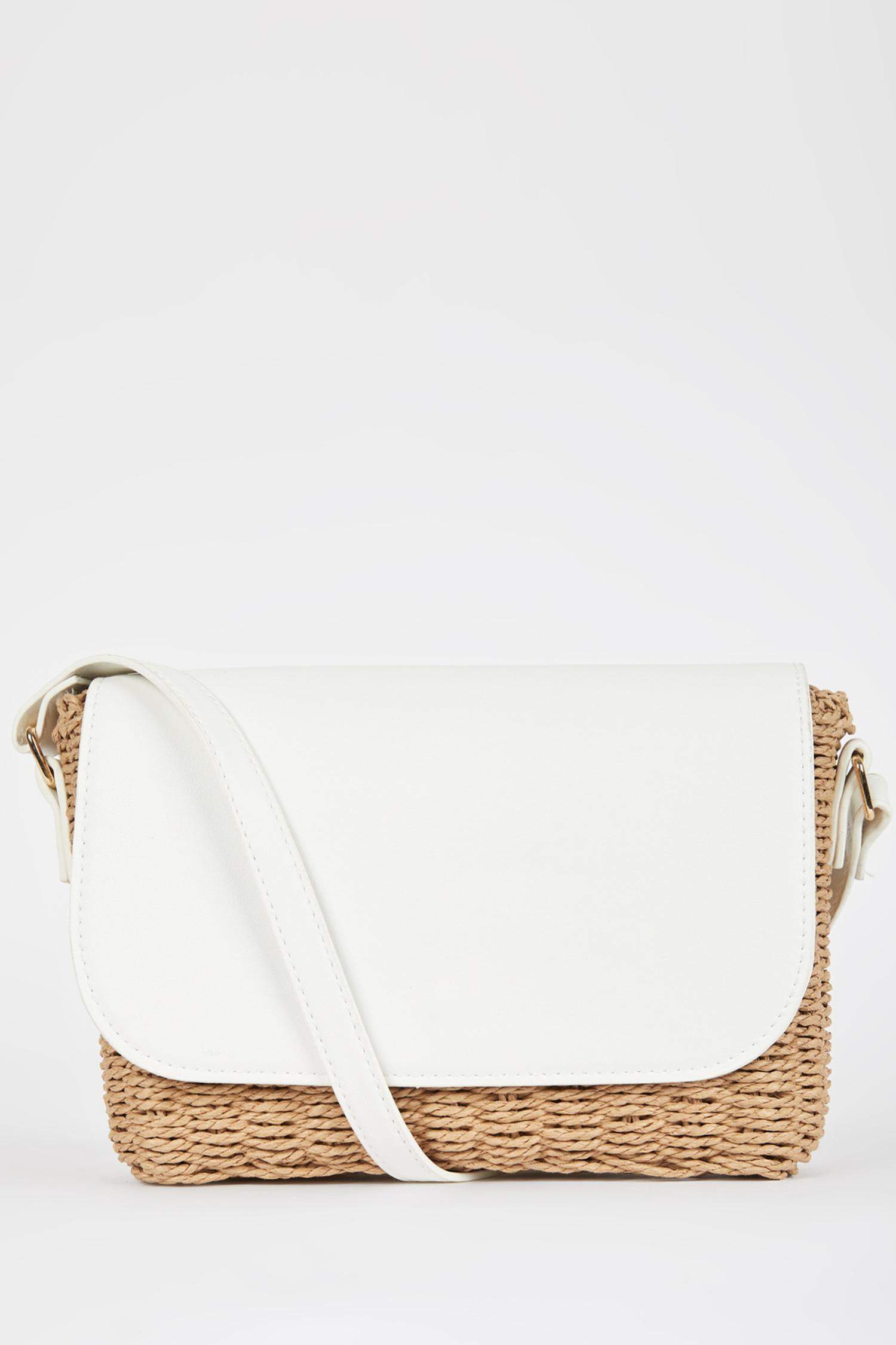 White straw crossbody discount bag