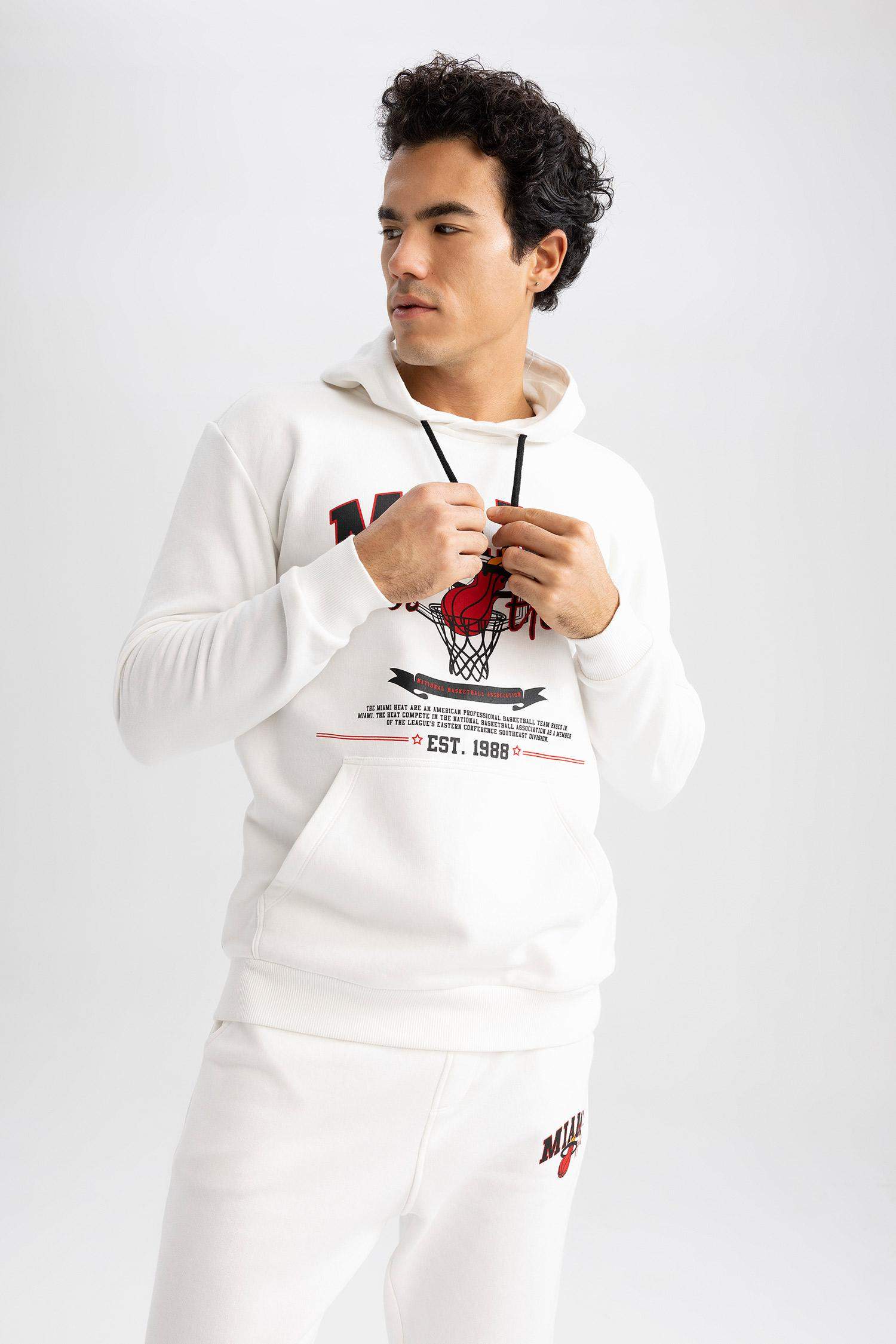 سويت شيرت قصة عادية بغطاء للرأس بجيب من ميامي هيت