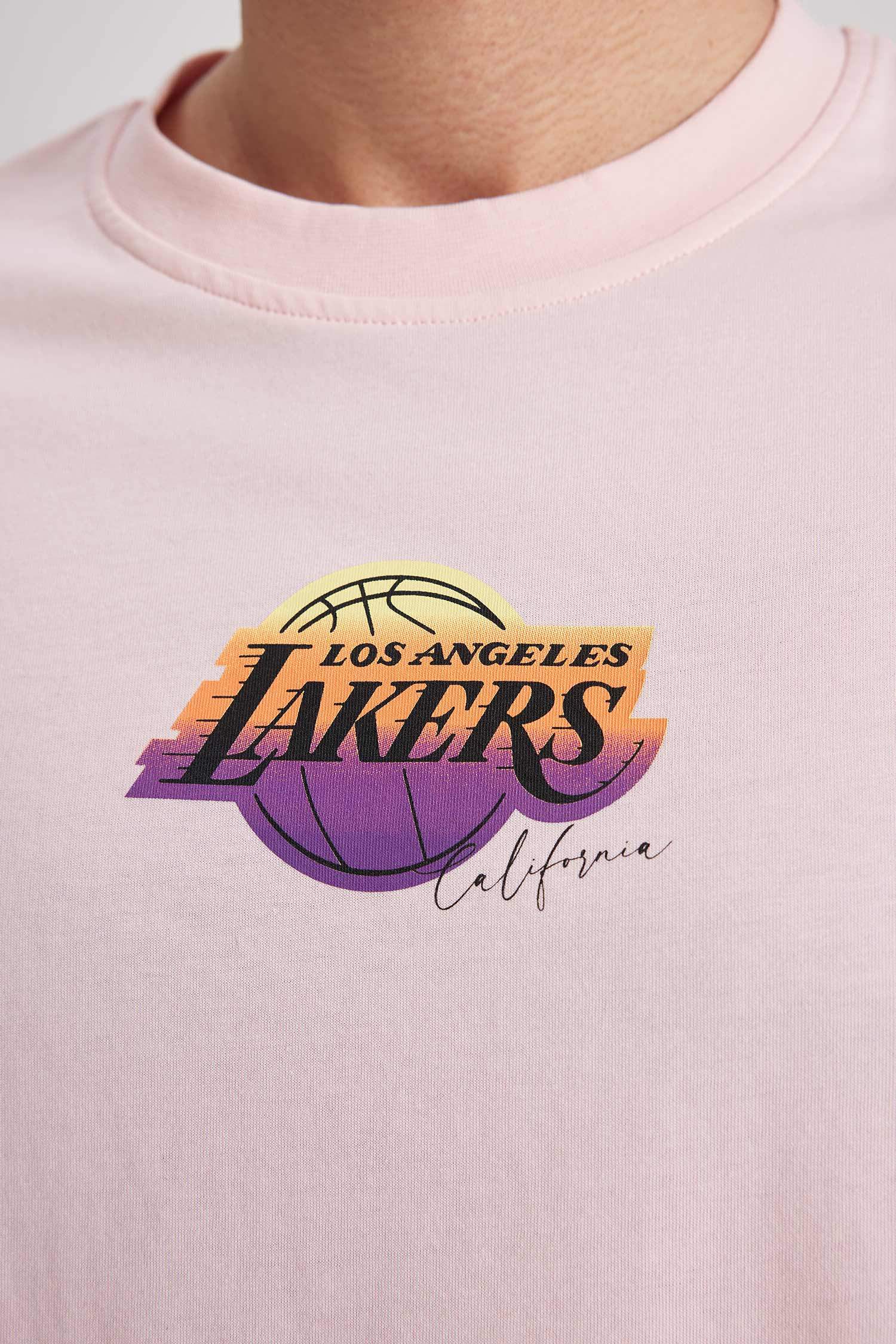 تيشيرت قصة عادية بياقة مستديرة من لوس أنجلوس ليكرز