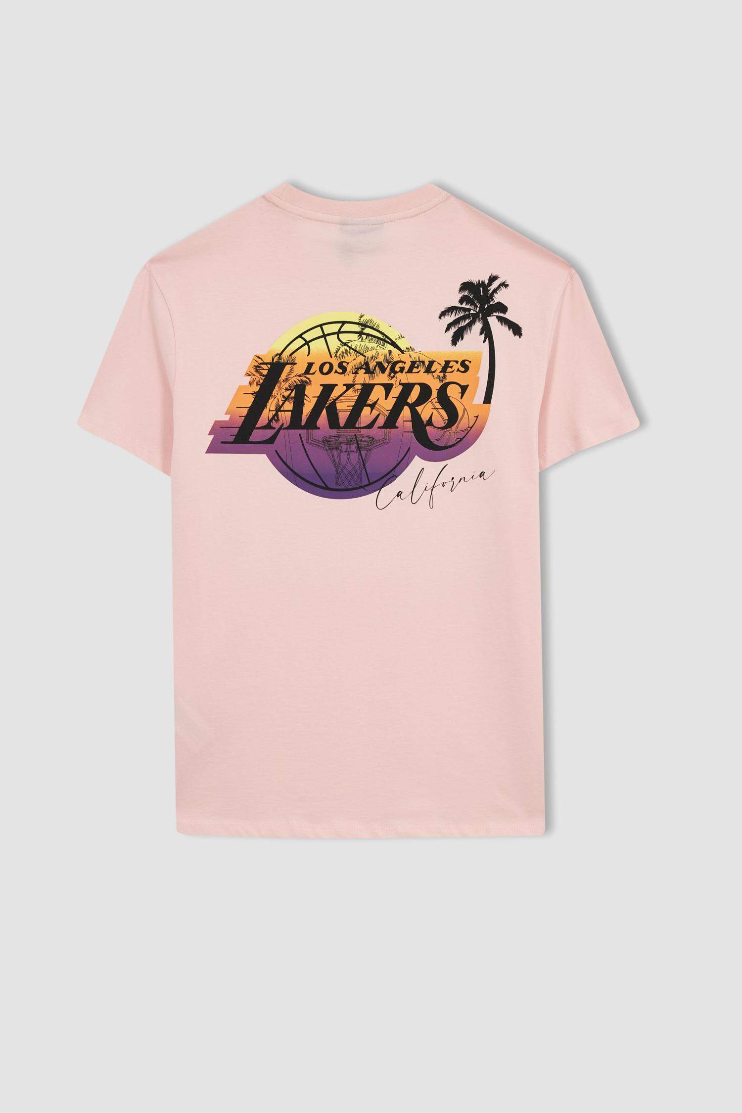 تيشيرت قصة عادية بياقة مستديرة من لوس أنجلوس ليكرز