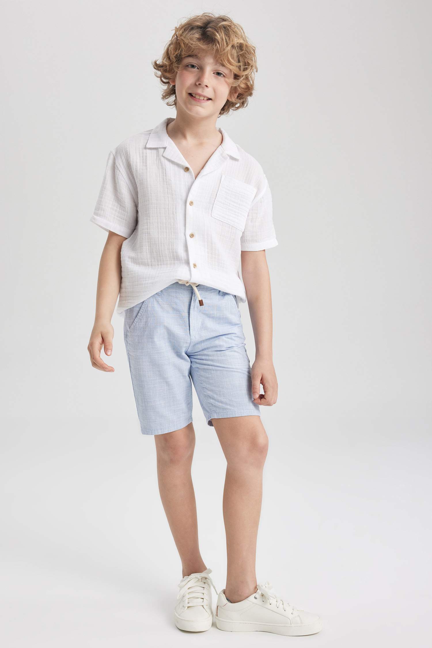 Boys grey best sale linen shorts