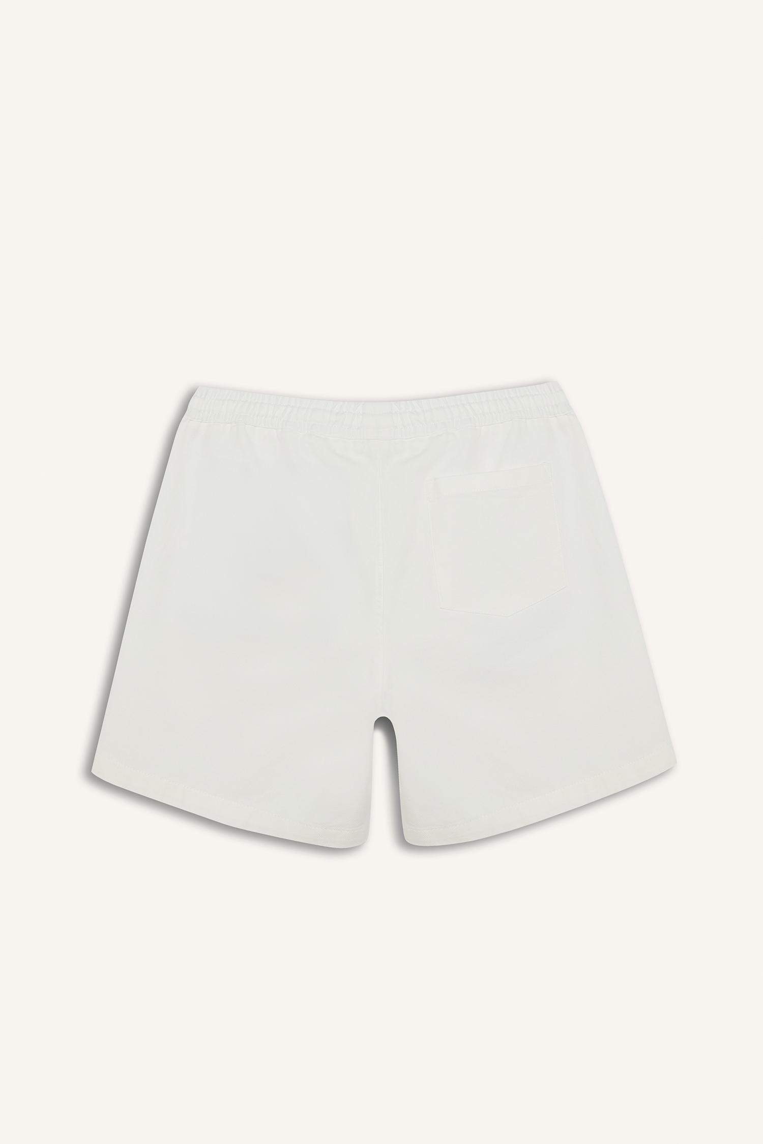 Cotton Relax Fit White Denim Bermuda Shorts