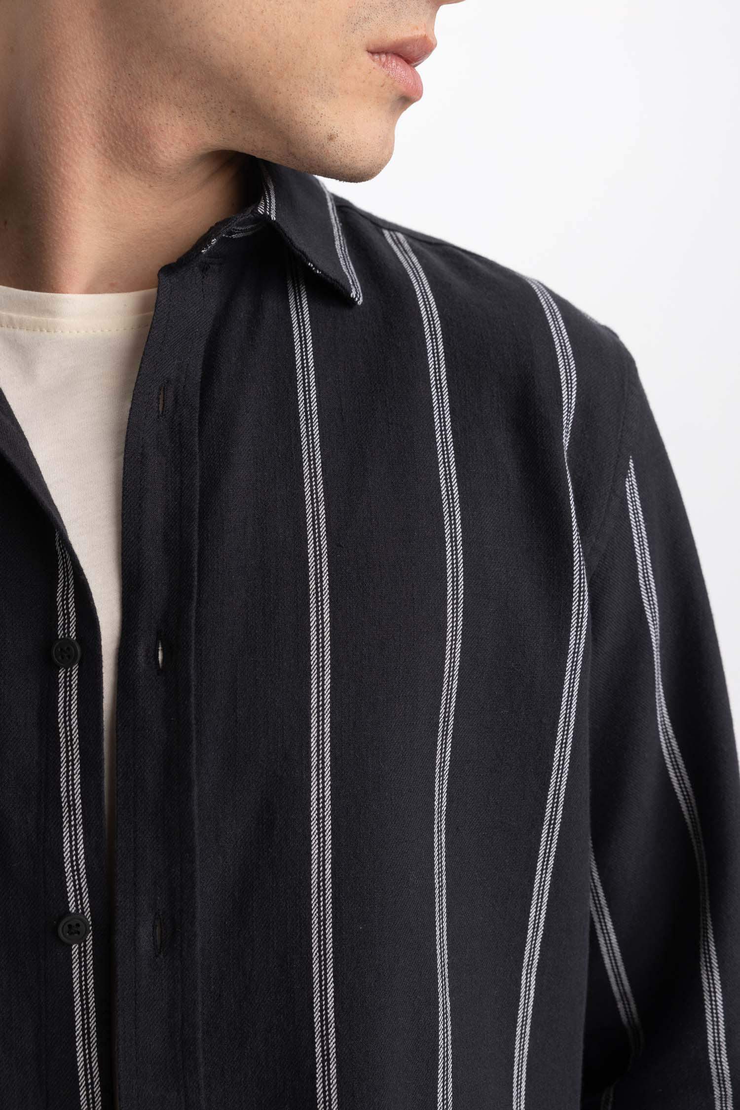 Regular Fit Striped Cotton Long Sleeve Shirt