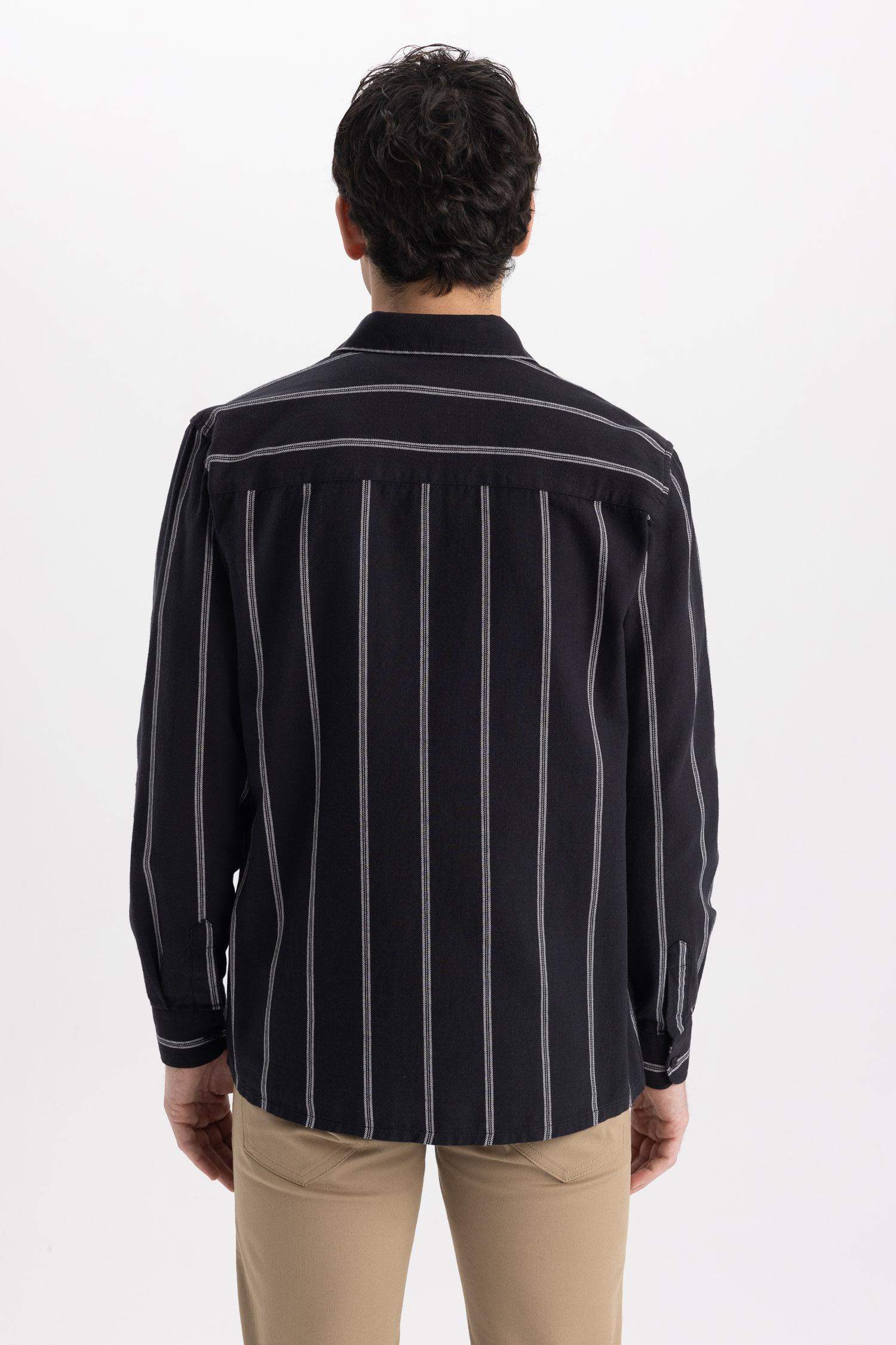Regular Fit Striped Cotton Long Sleeve Shirt
